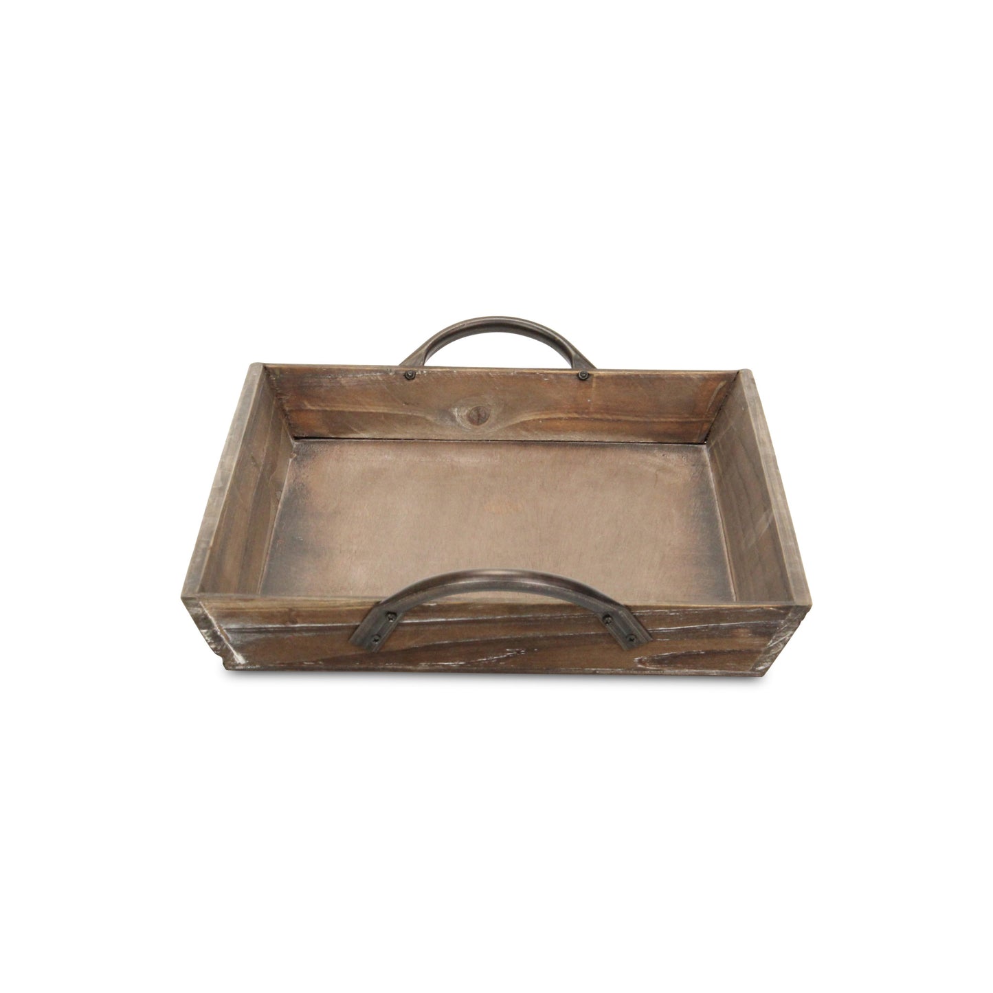 19" Brown Wood Handmade Serving Tray With Handles - Loft&Timber