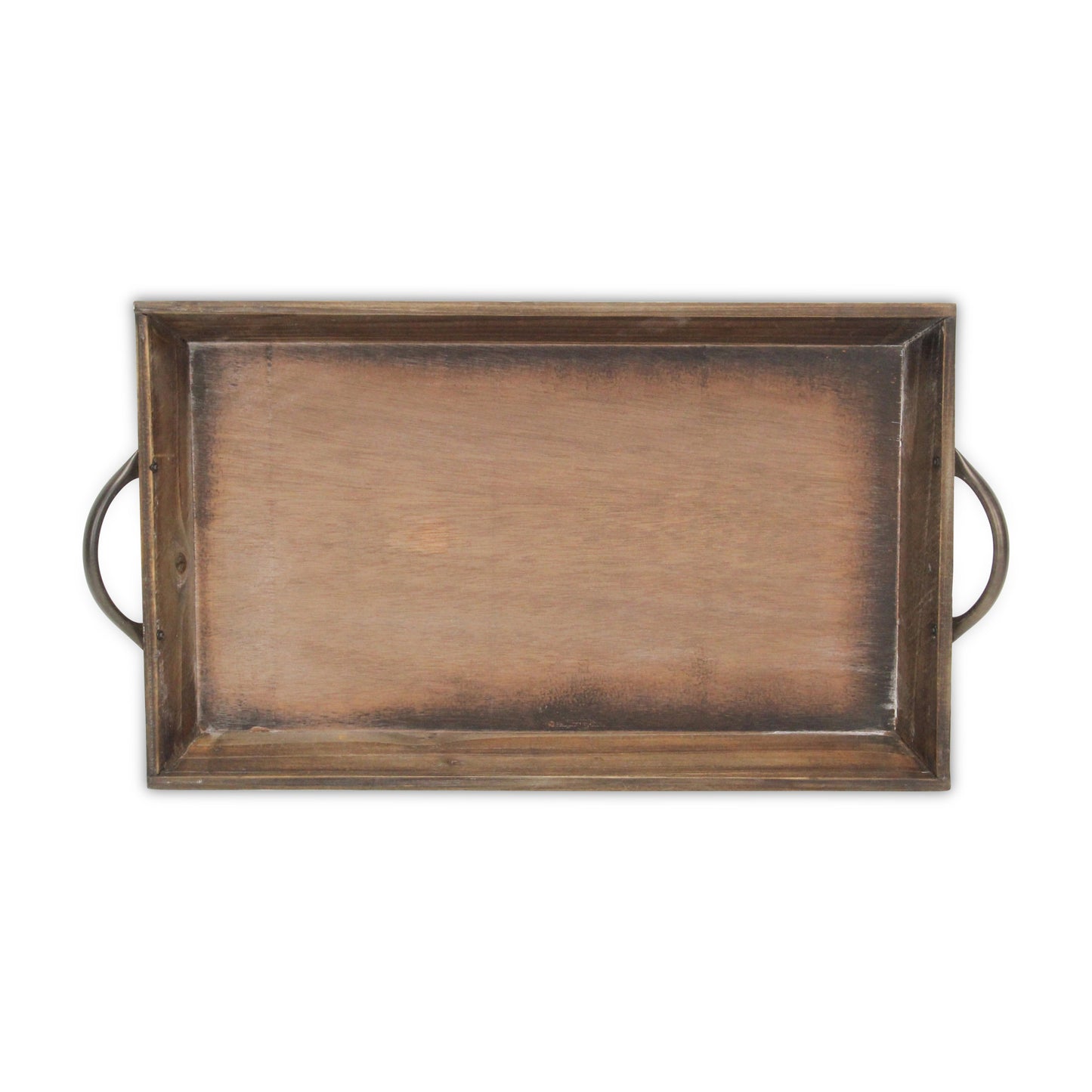 19" Brown Wood Handmade Serving Tray With Handles - Loft&Timber