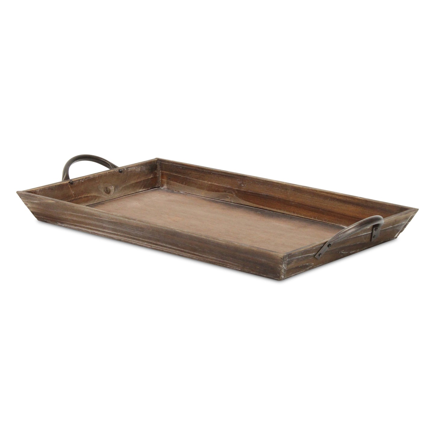 19" Brown Wood Handmade Serving Tray With Handles - Loft&Timber