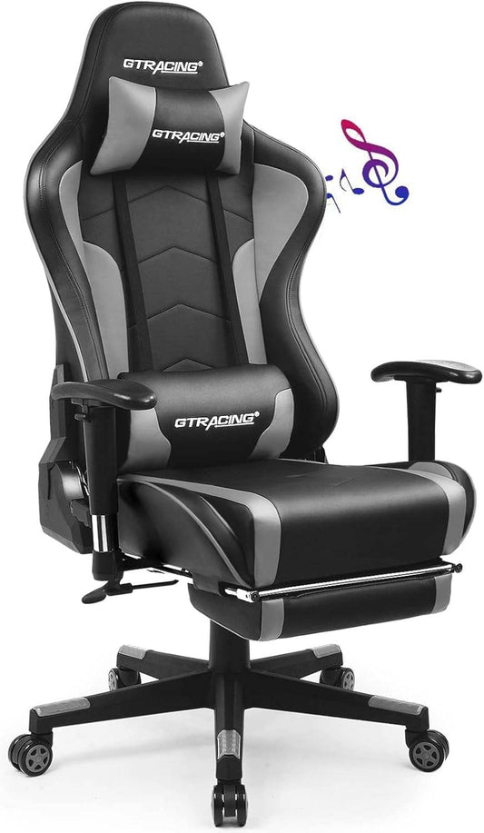 Gaming Chair with Footrest (Gray) - Loft&Timber