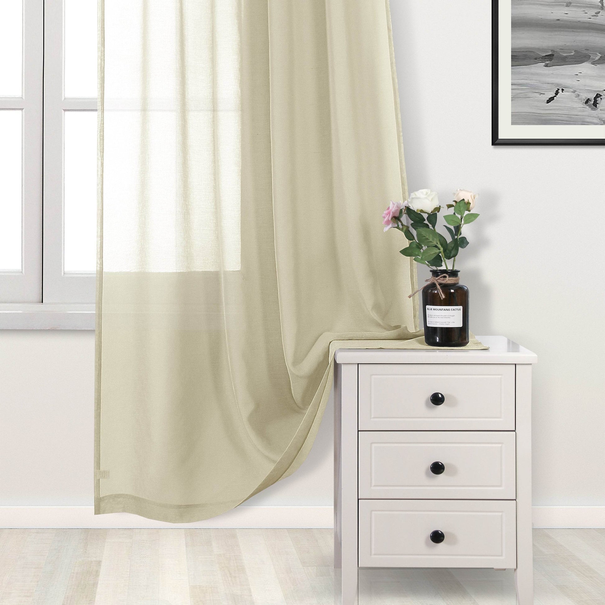 Custom Curtains: Faux Linen Sheer Curtains, Set of 2 Panels - Loft&Timber