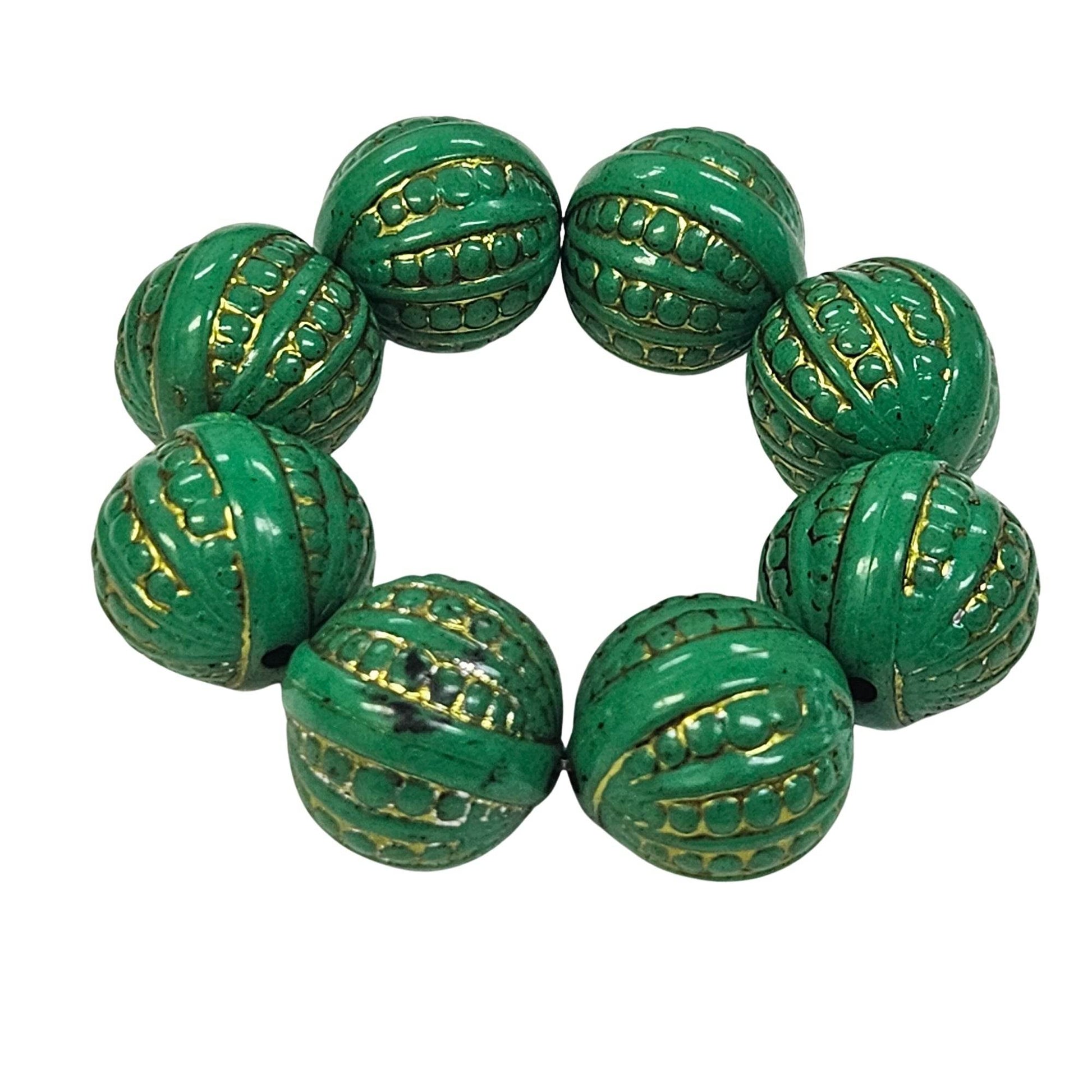 Maison Charlô | Set 4 Green Shine Beaded Napkin Rings | Rustic Napkin Ring | Handmade - Loft&Timber