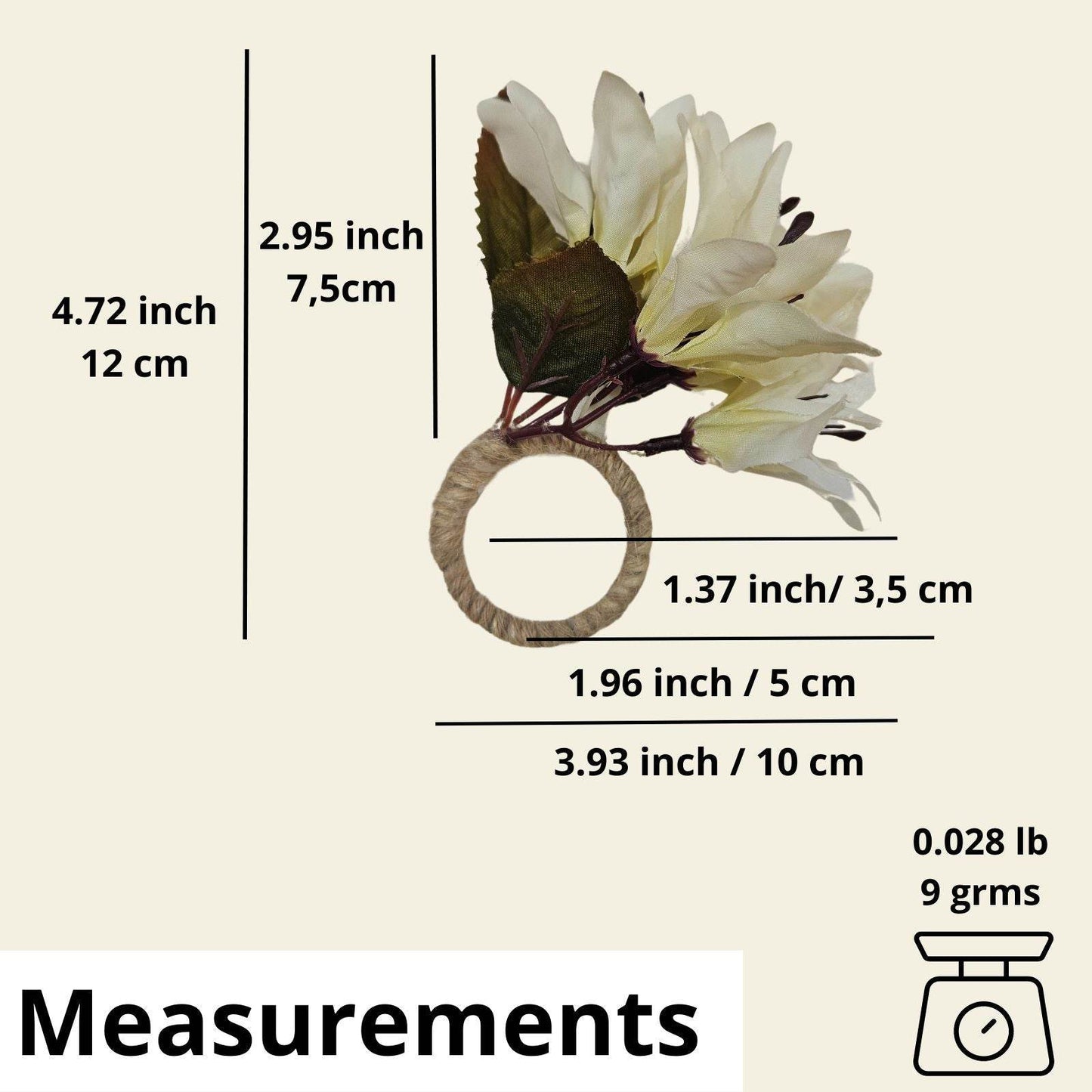 Maison Charlo Set of 4 Off White Lilies Charm Flower Napkin Rings - Loft&Timber