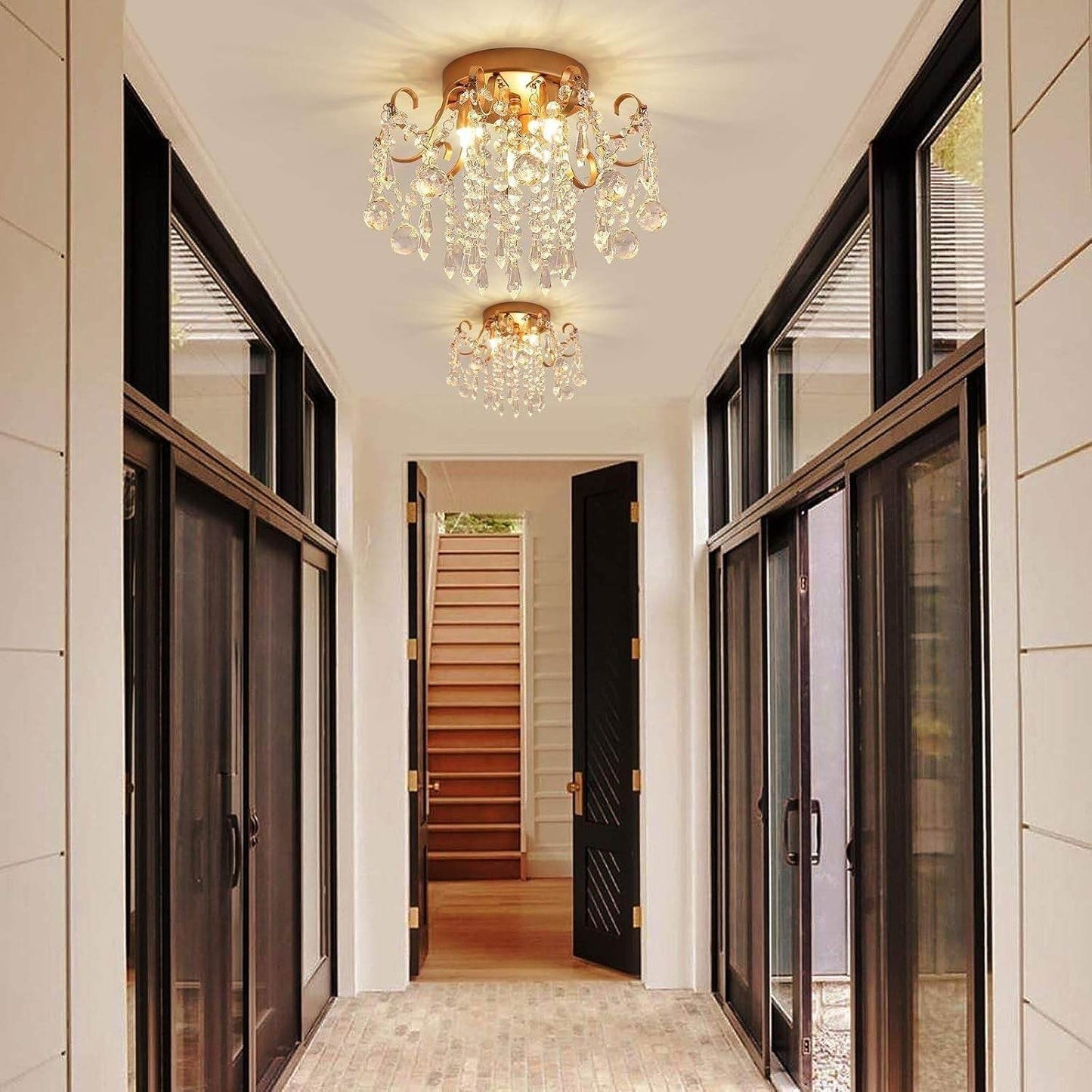 Small Gold Crystal Chandelier Modern 3-Light G9 - Loft&Timber