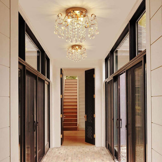 Small Gold Crystal Chandelier Modern 3-Light G9 - Loft&Timber