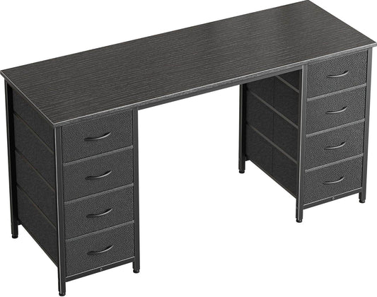 47 Inch Computer Desk with 8 Drawers in Black - Loft&Timber