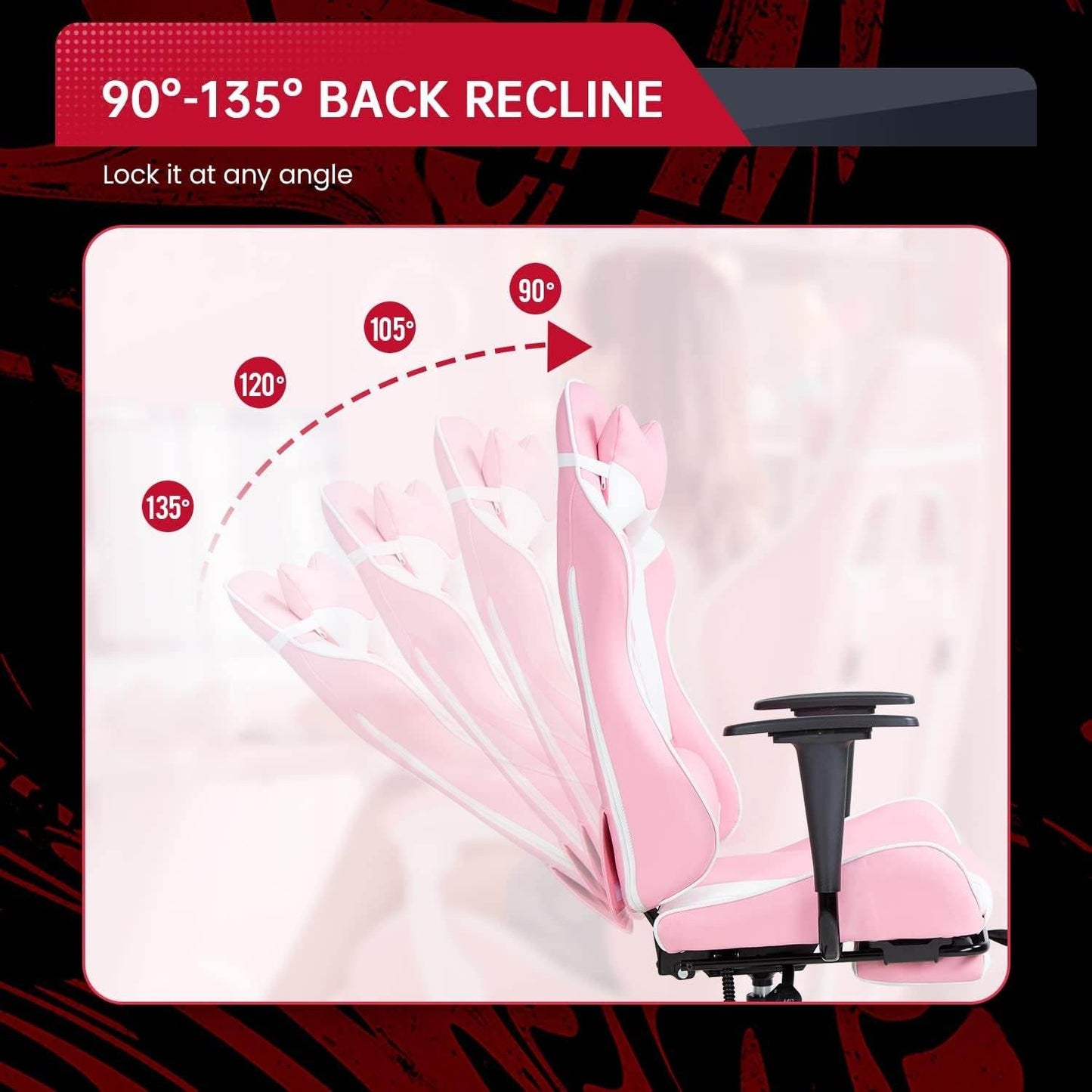 PC Gaming Desk Chair in Pink - Loft&Timber