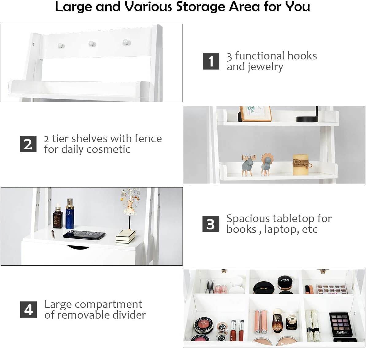 3-In-1 Vanity Set with Flip Top Mirror - Loft&Timber