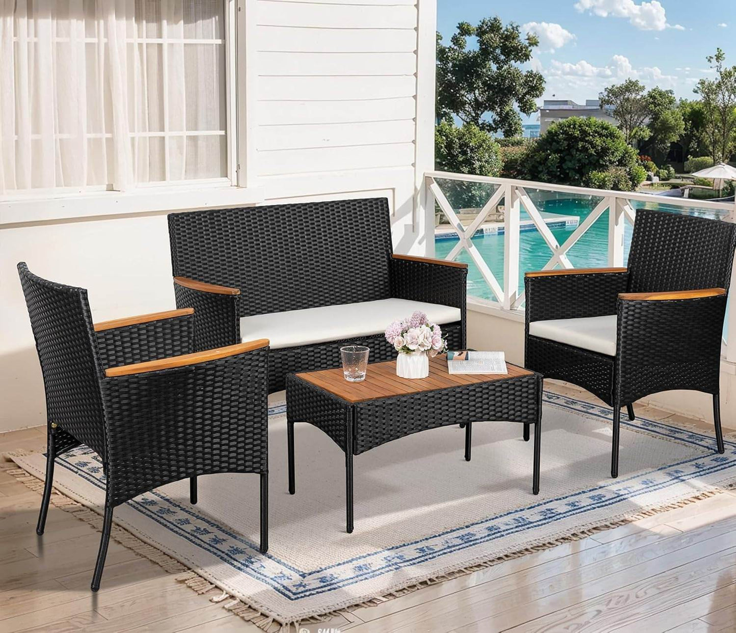 Outdoor Wicker Patio Furniture Set with Cushions - Loft&Timber