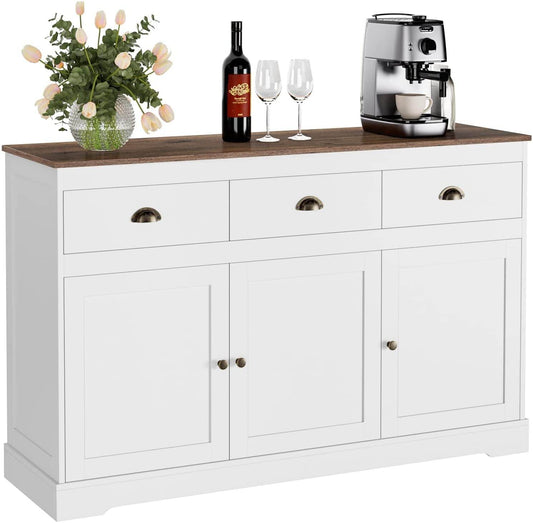 Farmhouse Buffet Cabinet, Wine Storage, Adjustable Shelves - Loft&Timber