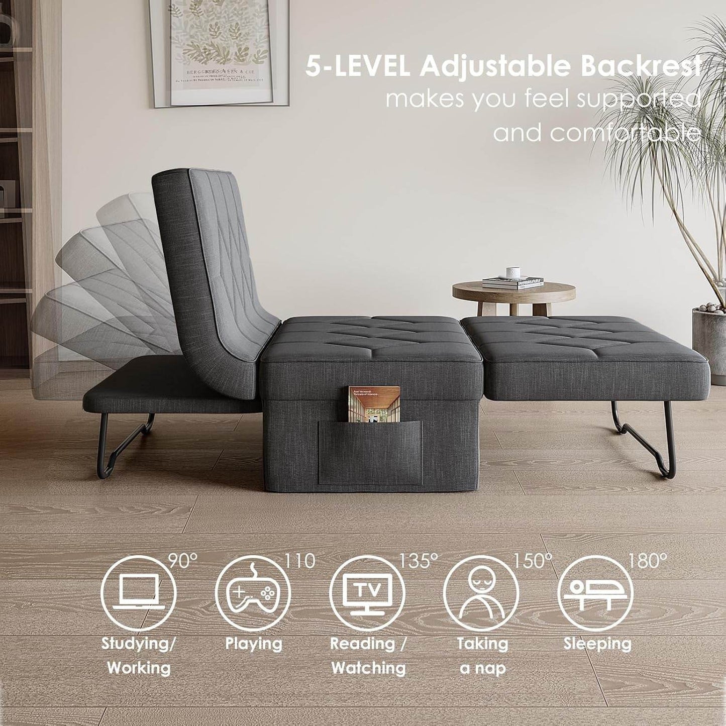 4 In 1 Convertible Sleeper Sofa Bed With Ottoman - Loft&Timber