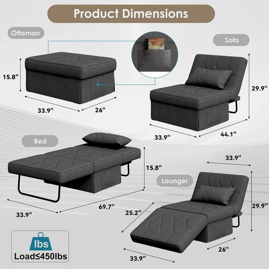 4 In 1 Convertible Sleeper Sofa Bed With Ottoman - Loft&Timber