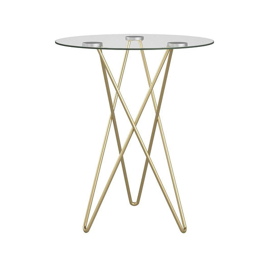 Geometric Clear Glass and Gold Round Table - Loft&Timber