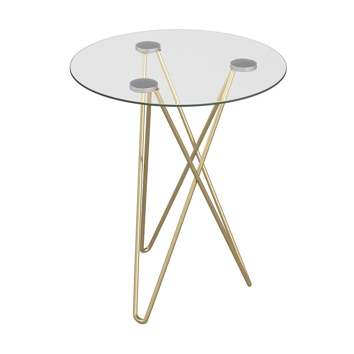 Geometric Clear Glass and Gold Round Table - Loft&Timber