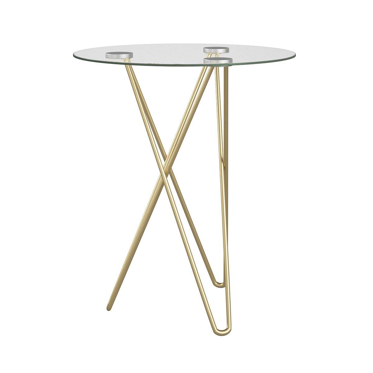 Geometric Clear Glass and Gold Round Table - Loft&Timber