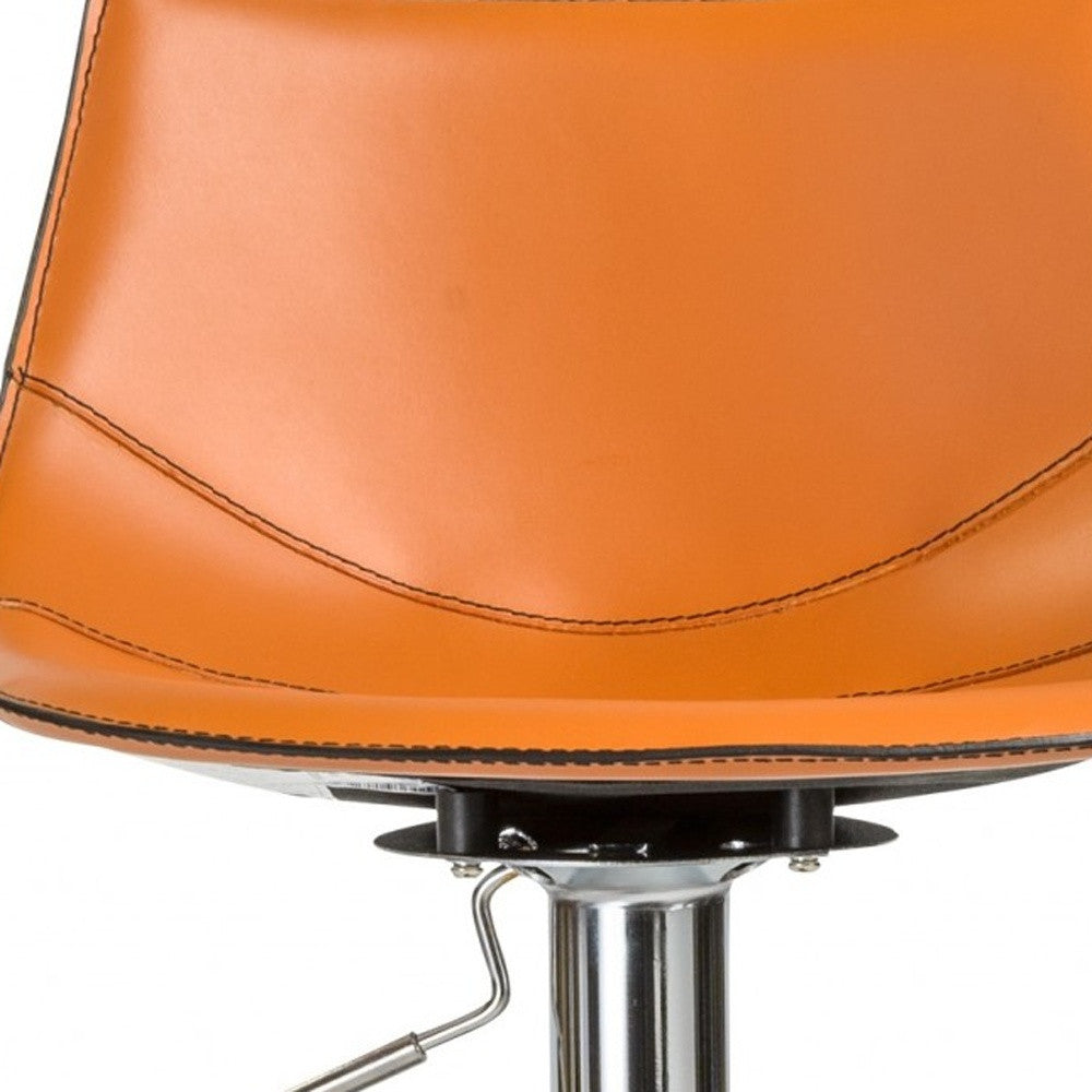 32" Terra Cotta And Silver Steel Swivel Low Back Bar Height Bar Chair - Loft&Timber