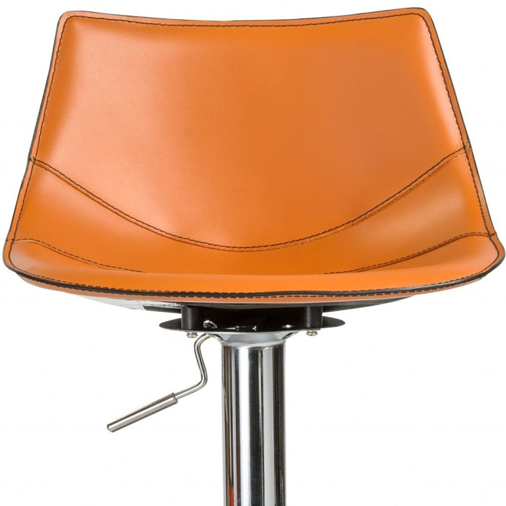 32" Terra Cotta And Silver Steel Swivel Low Back Bar Height Bar Chair - Loft&Timber