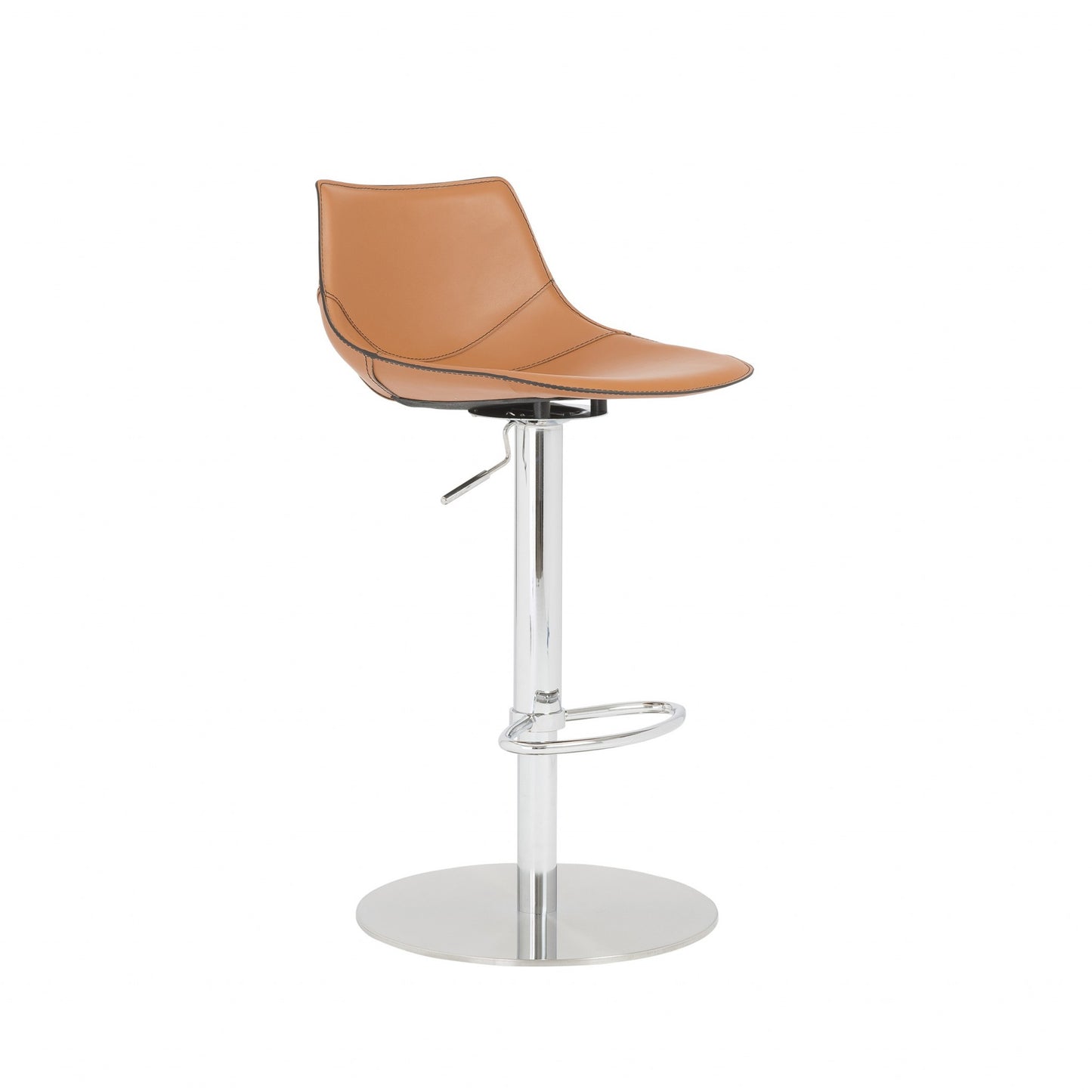 32" Terra Cotta And Silver Steel Swivel Low Back Bar Height Bar Chair - Loft&Timber