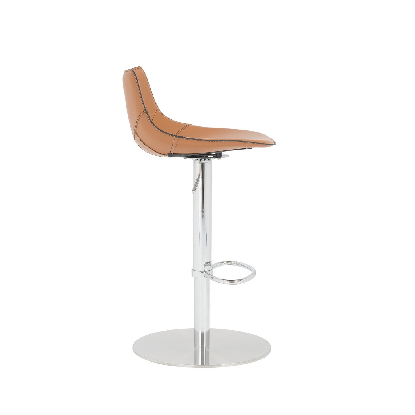 32" Terra Cotta And Silver Steel Swivel Low Back Bar Height Bar Chair - Loft&Timber