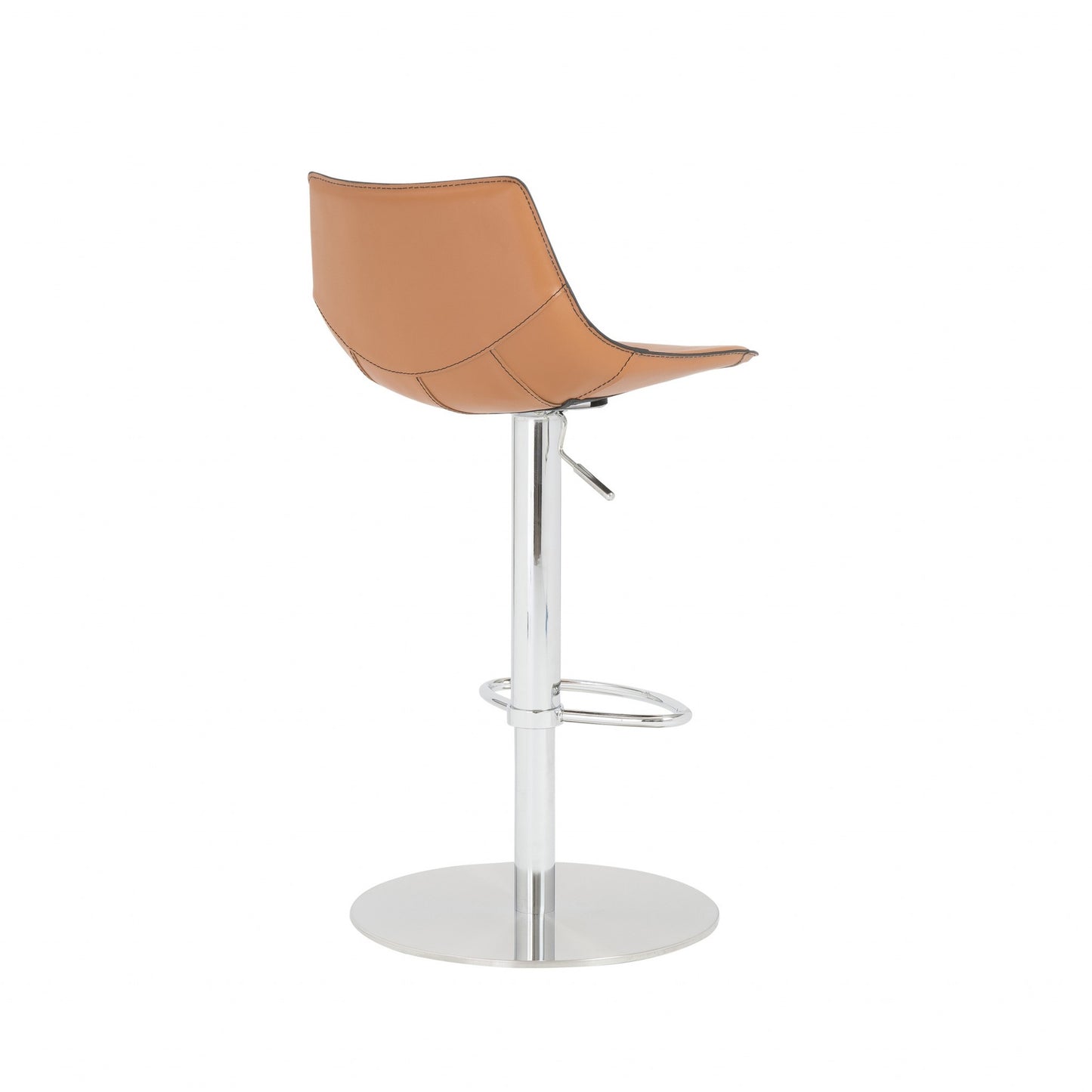 32" Terra Cotta And Silver Steel Swivel Low Back Bar Height Bar Chair - Loft&Timber