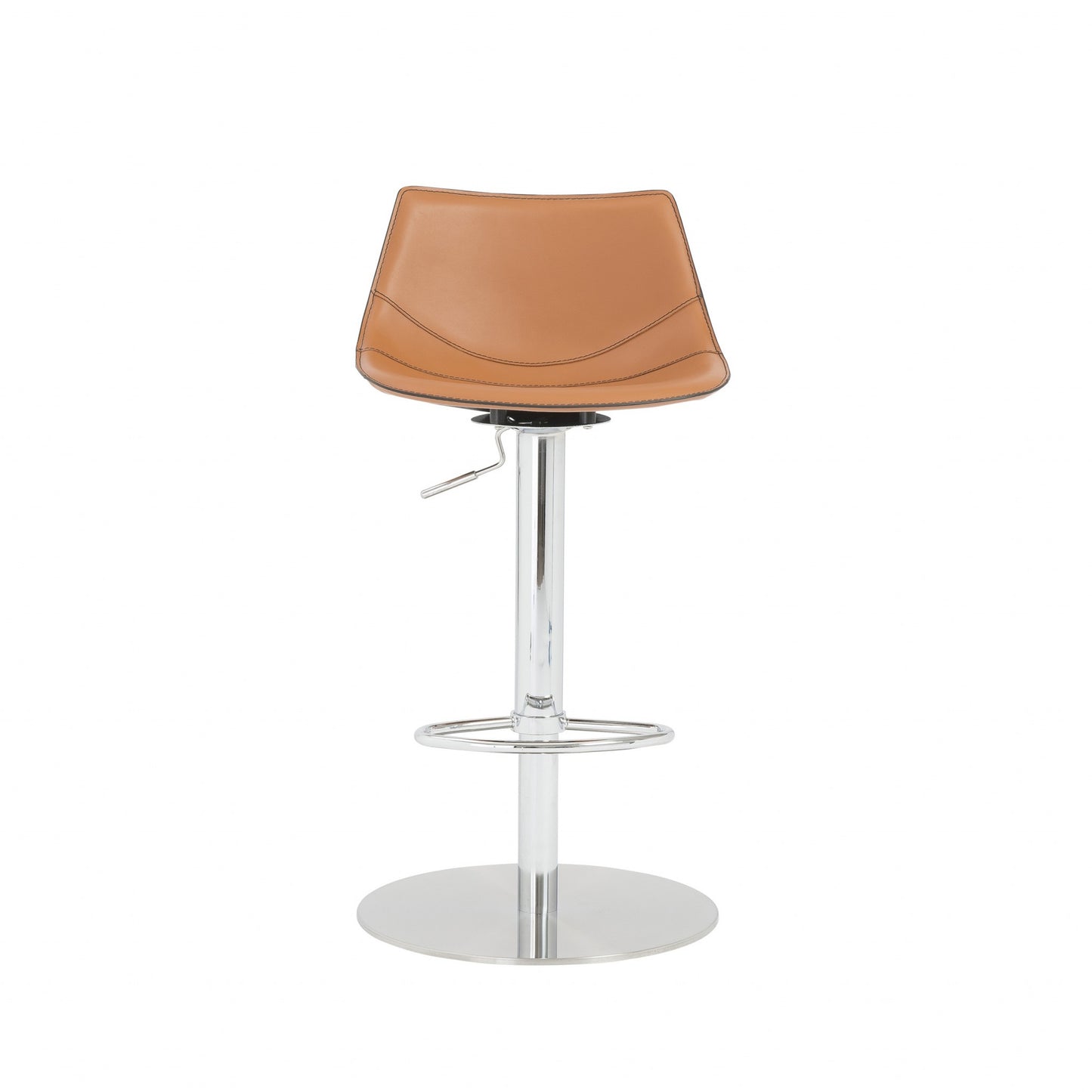 32" Terra Cotta And Silver Steel Swivel Low Back Bar Height Bar Chair - Loft&Timber