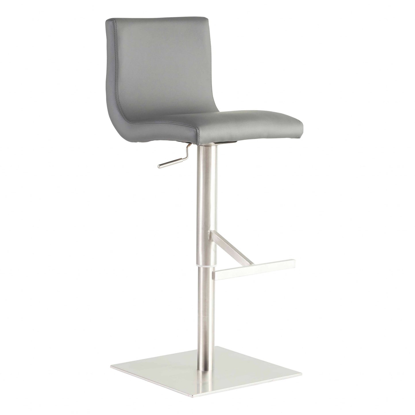 32" Gray And Silver Steel Swivel Low Back Bar Height Bar Chair - Loft&Timber