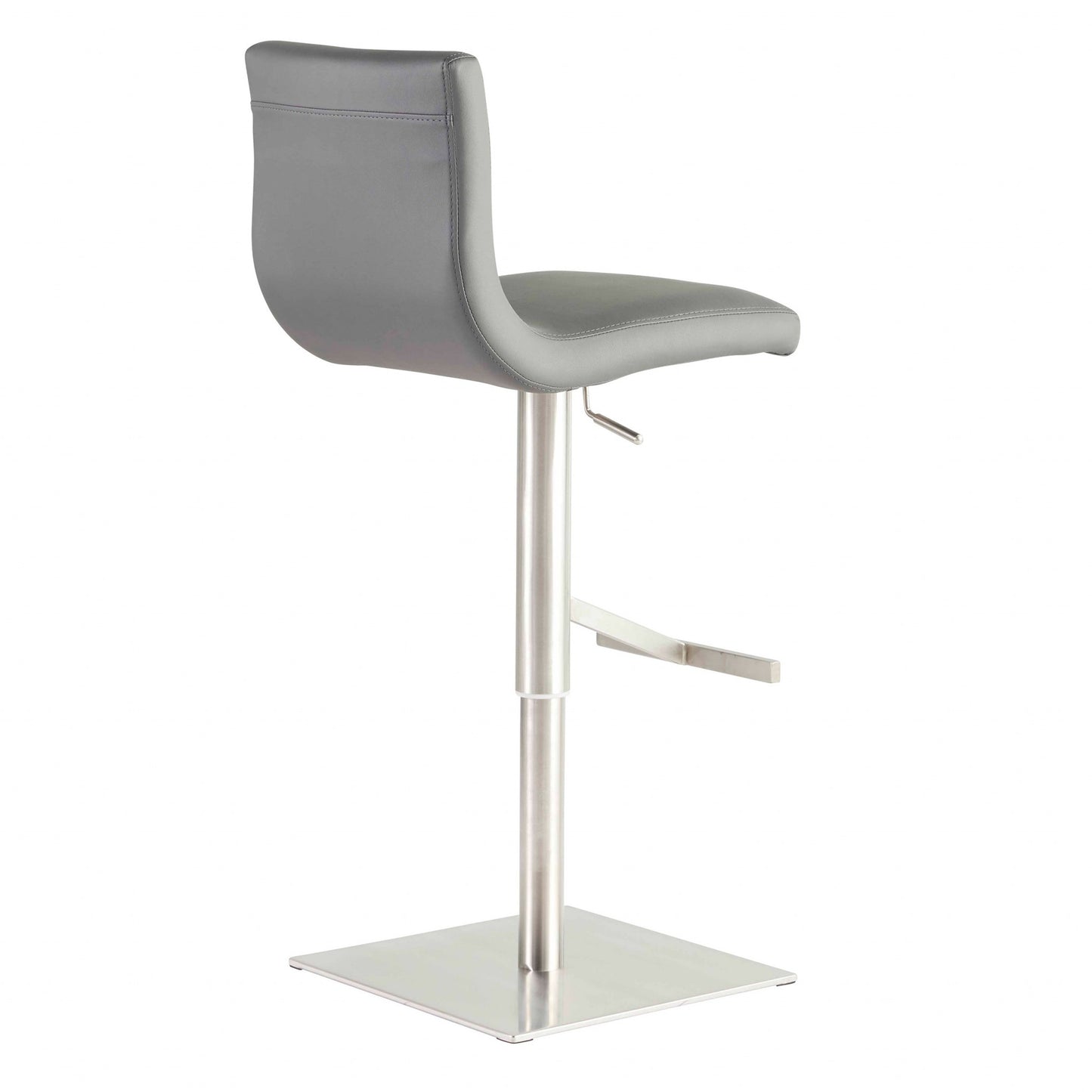 32" Gray And Silver Steel Swivel Low Back Bar Height Bar Chair - Loft&Timber