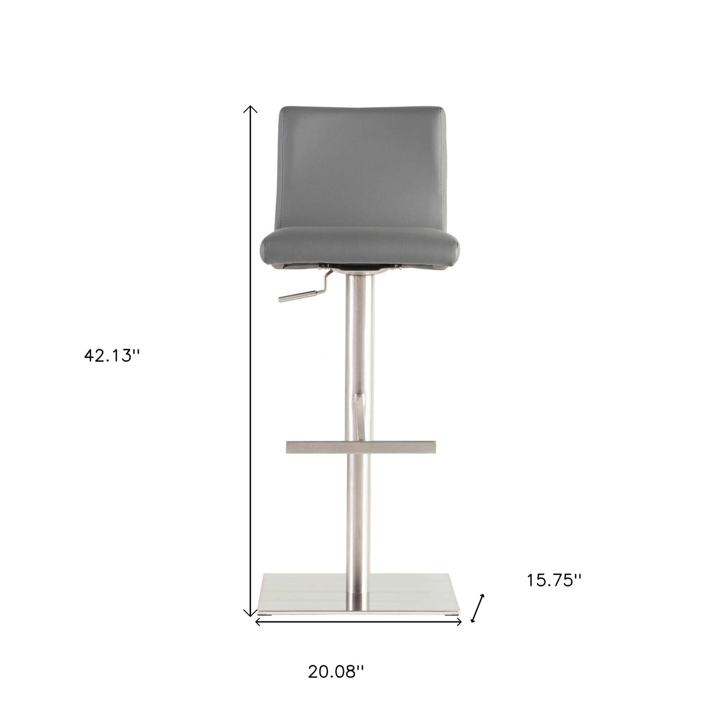 32" Gray And Silver Steel Swivel Low Back Bar Height Bar Chair - Loft&Timber