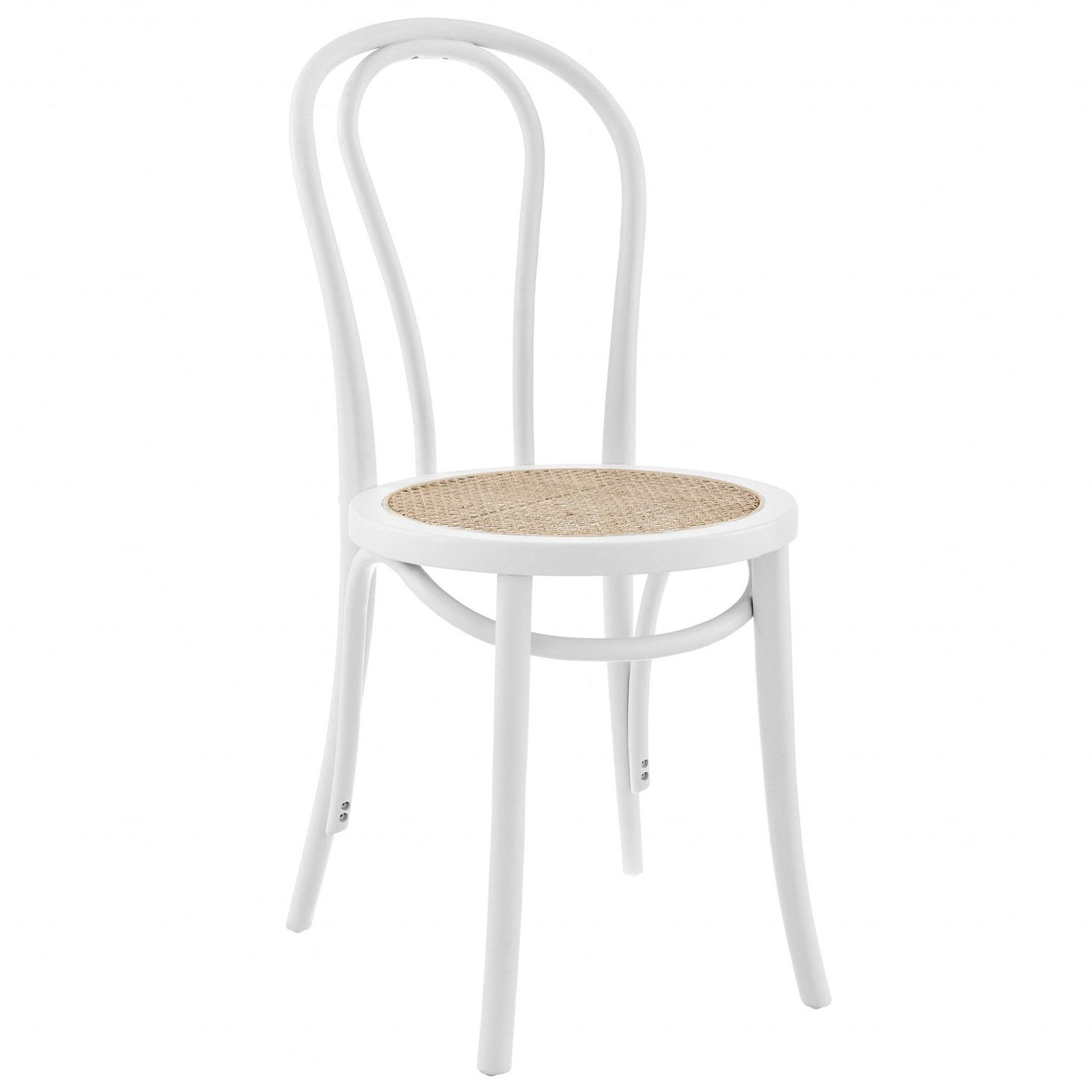 Set of Two Vintage Style White Cane Dining Chairs - Loft&Timber