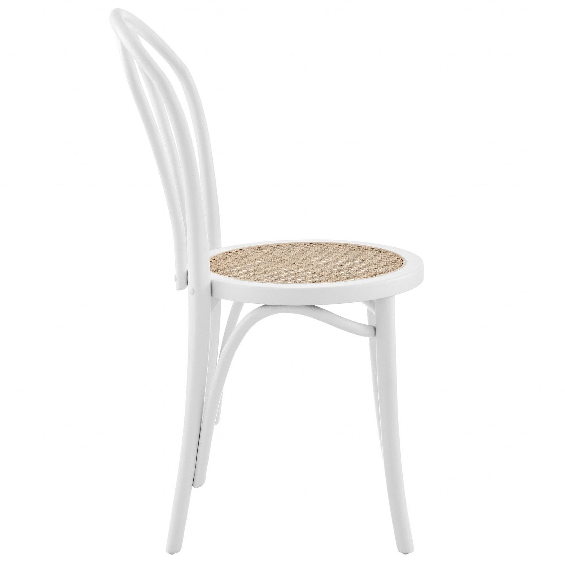 Set of Two Vintage Style White Cane Dining Chairs - Loft&Timber