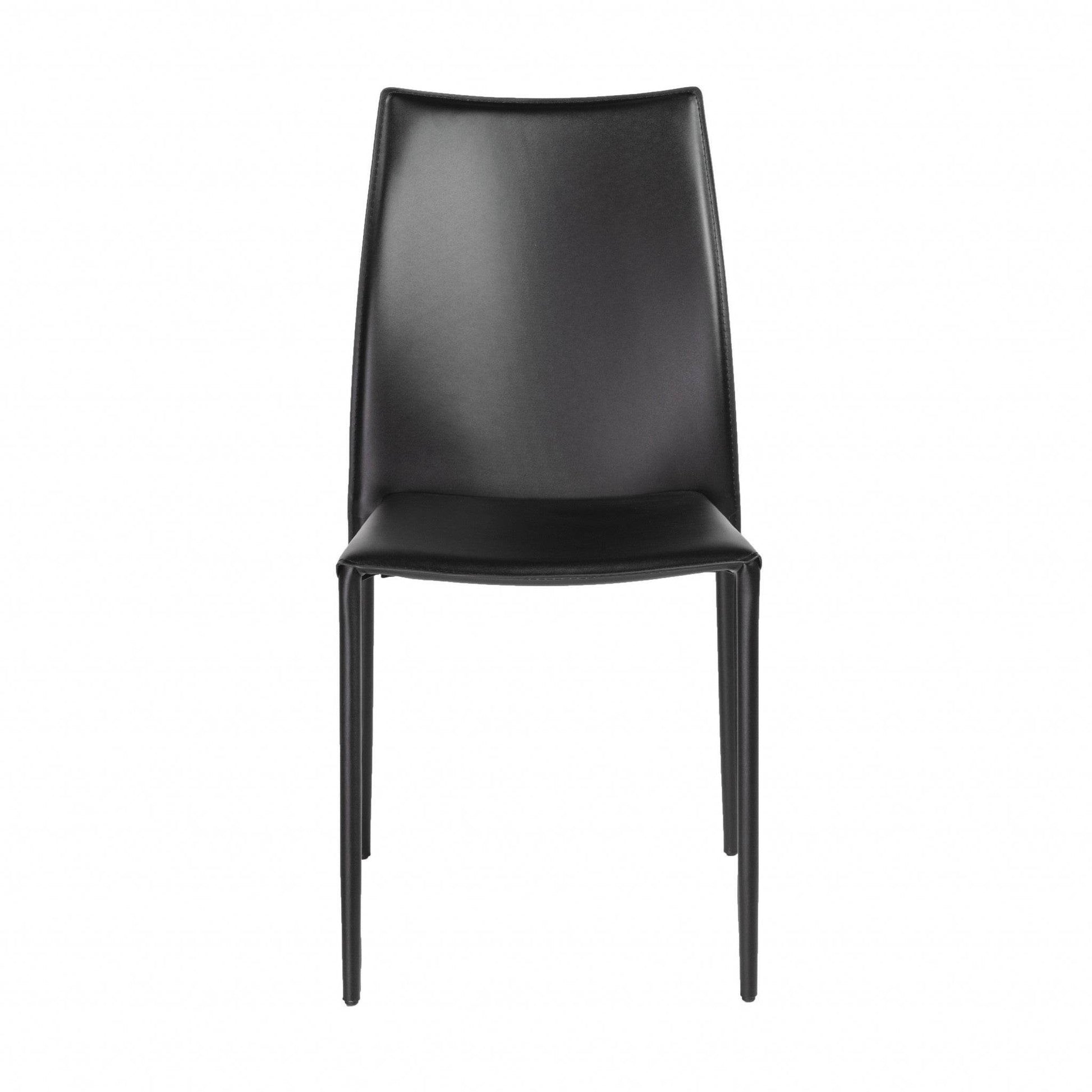 Set of Two Black Upholstered Faux Leather Dining Side Chairs - Loft&Timber