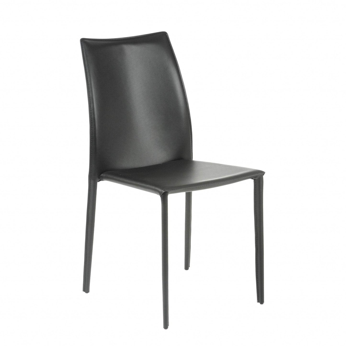 Set of Two Black Upholstered Faux Leather Dining Side Chairs - Loft&Timber