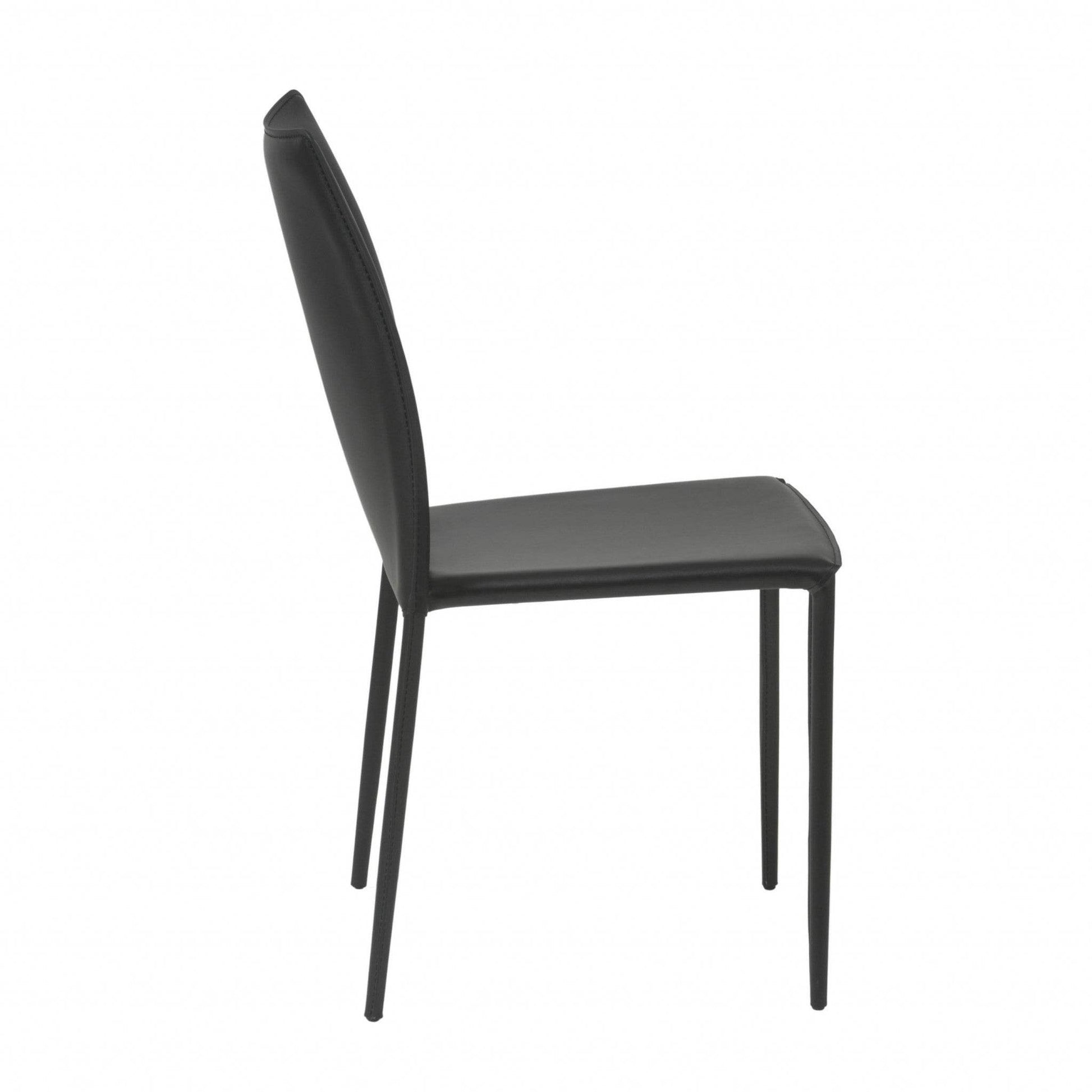 Set of Two Black Upholstered Faux Leather Dining Side Chairs - Loft&Timber
