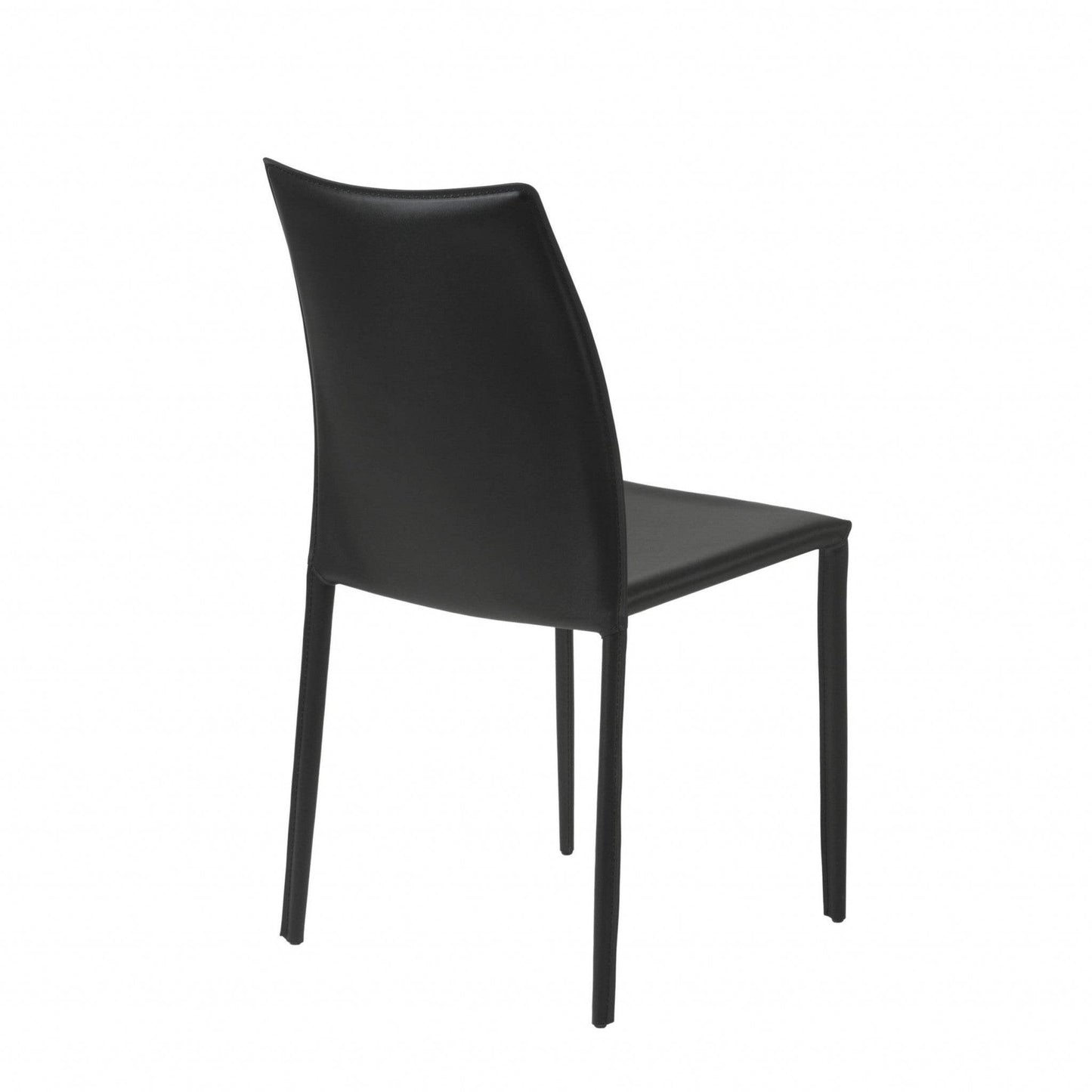 Set of Two Black Upholstered Faux Leather Dining Side Chairs - Loft&Timber