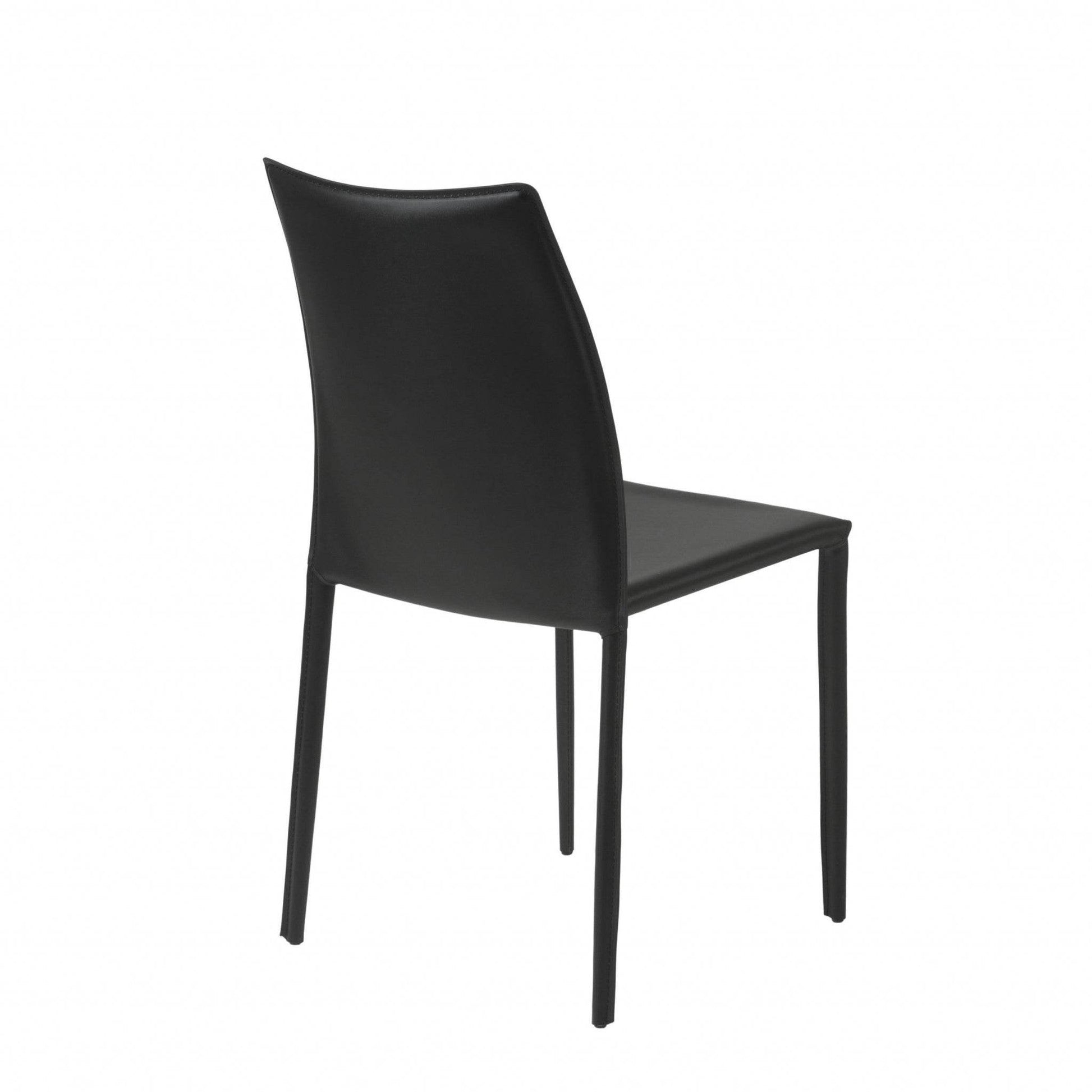 Set of Two Black Upholstered Faux Leather Dining Side Chairs - Loft&Timber