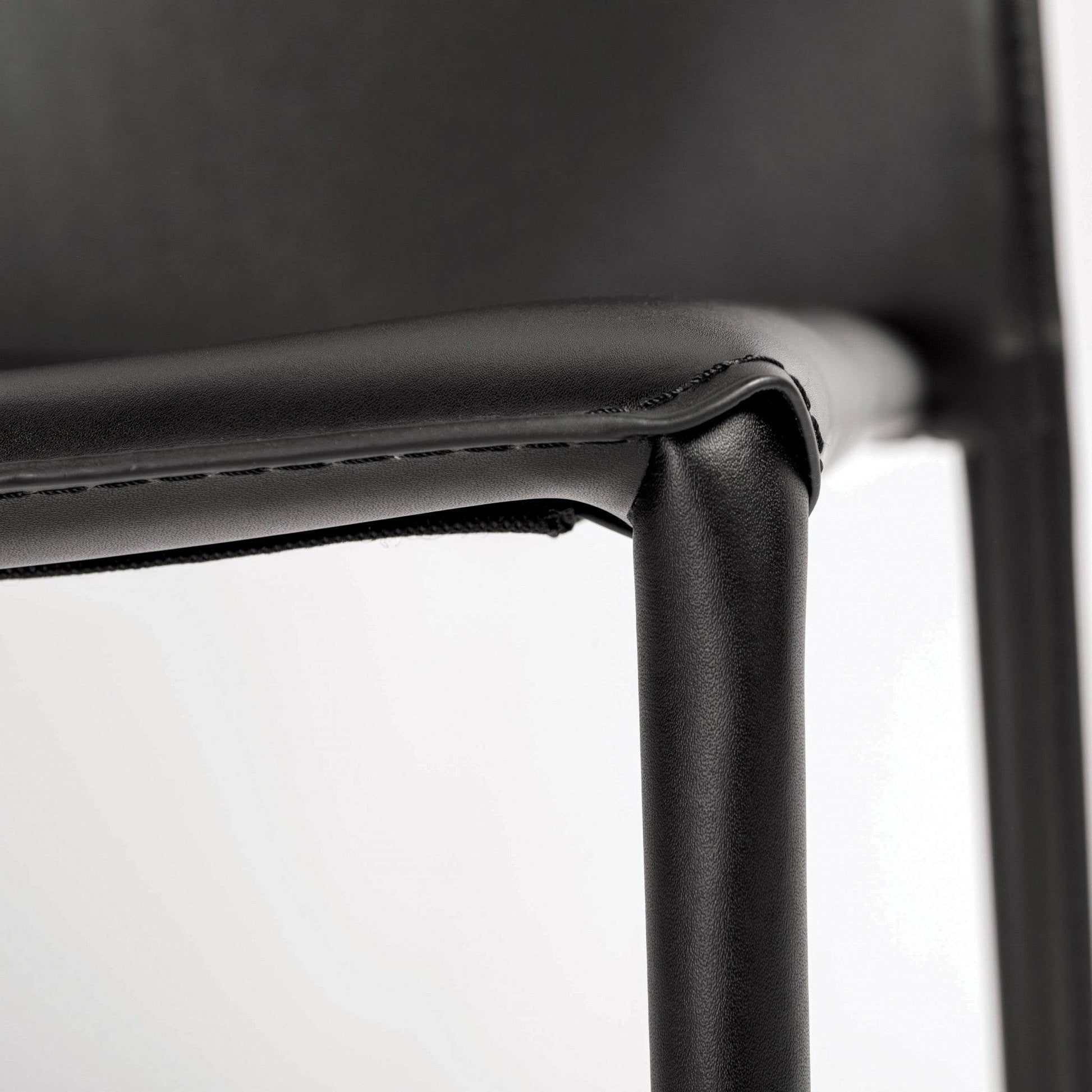 Set of Two Black Upholstered Faux Leather Dining Side Chairs - Loft&Timber
