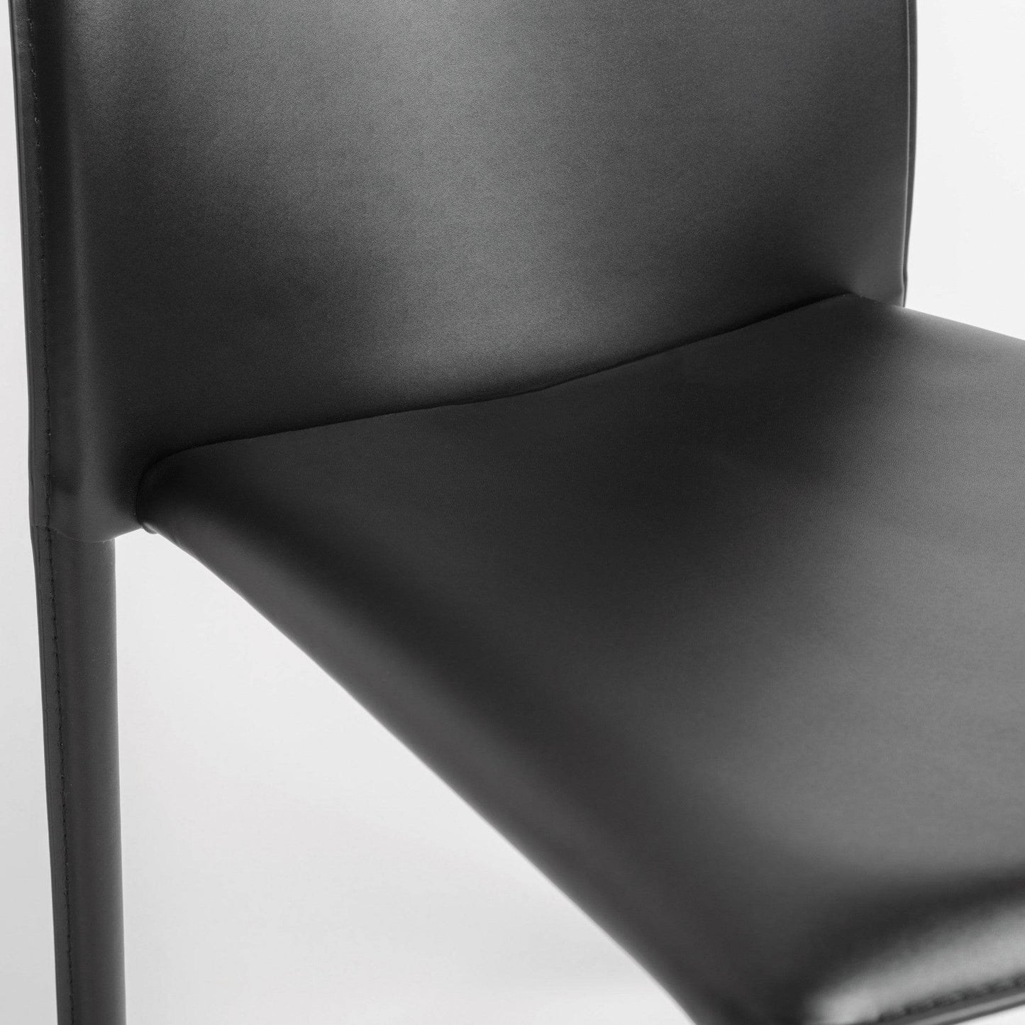 Set of Two Black Upholstered Faux Leather Dining Side Chairs - Loft&Timber