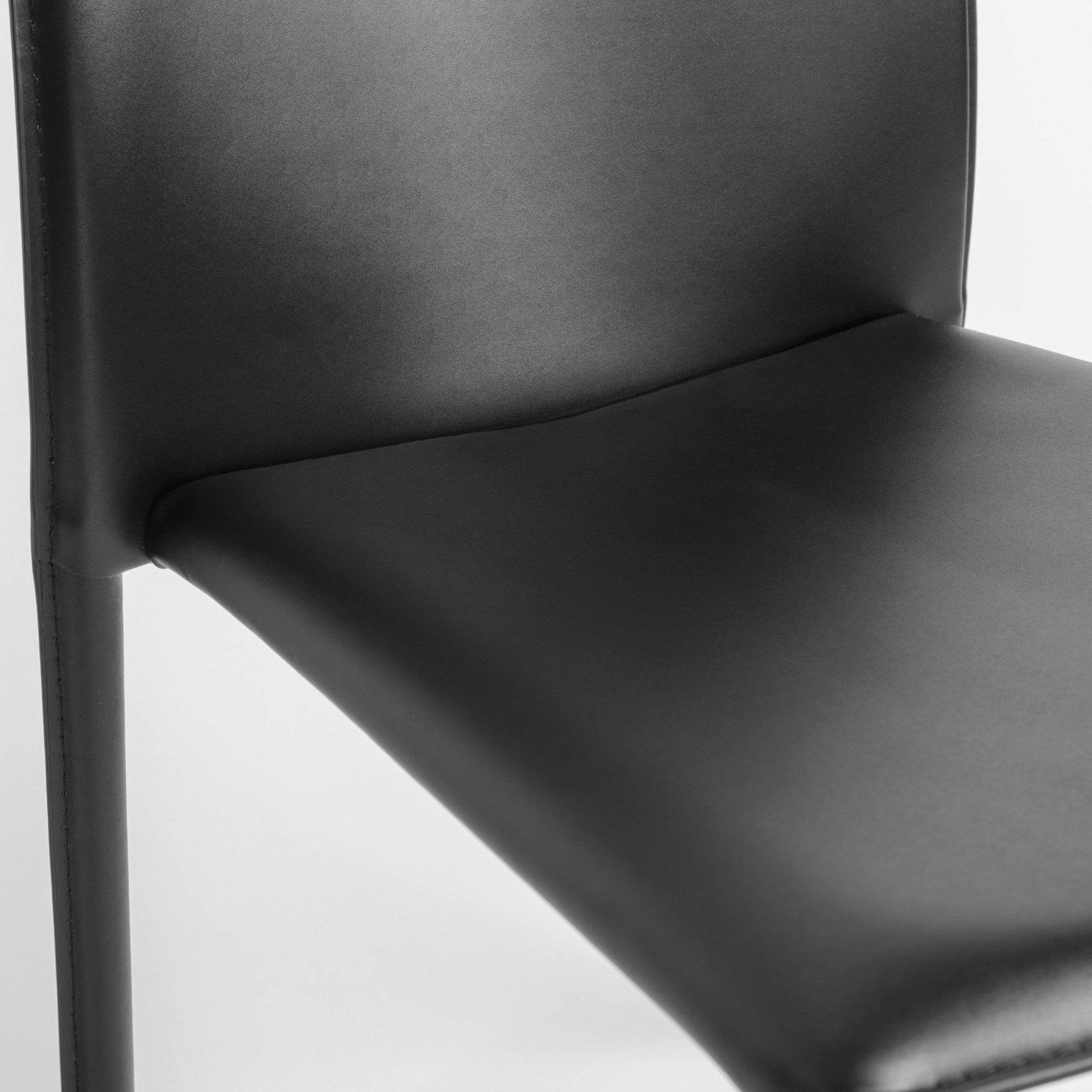 Set of Two Black Upholstered Faux Leather Dining Side Chairs - Loft&Timber