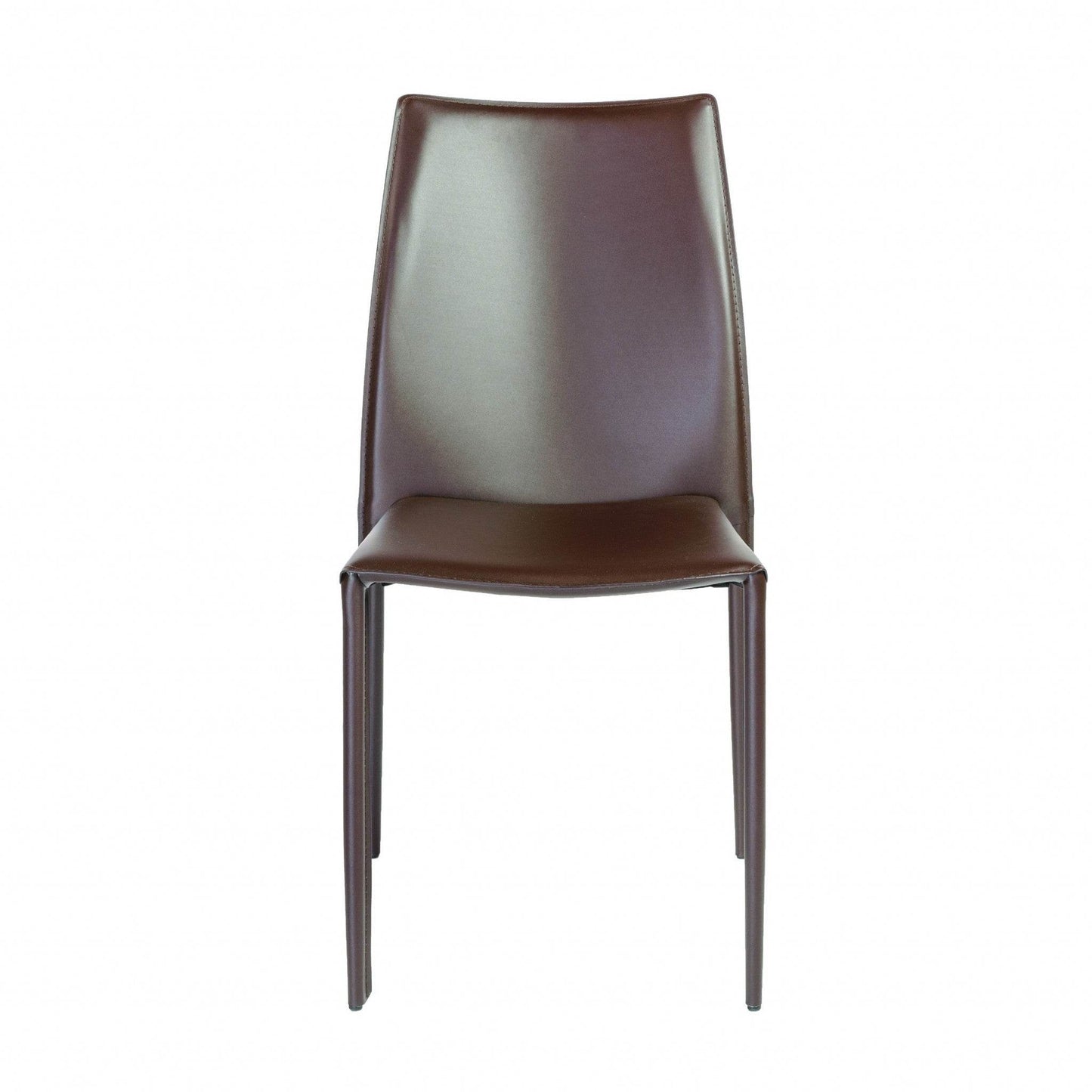 Set of Two Brown Upholstered Leather Dining Side Chairs - Loft&Timber