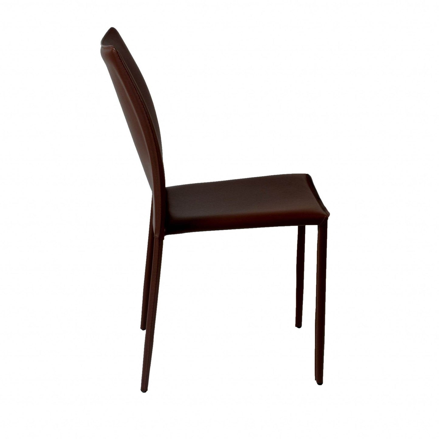 Set of Two Brown Upholstered Leather Dining Side Chairs - Loft&Timber