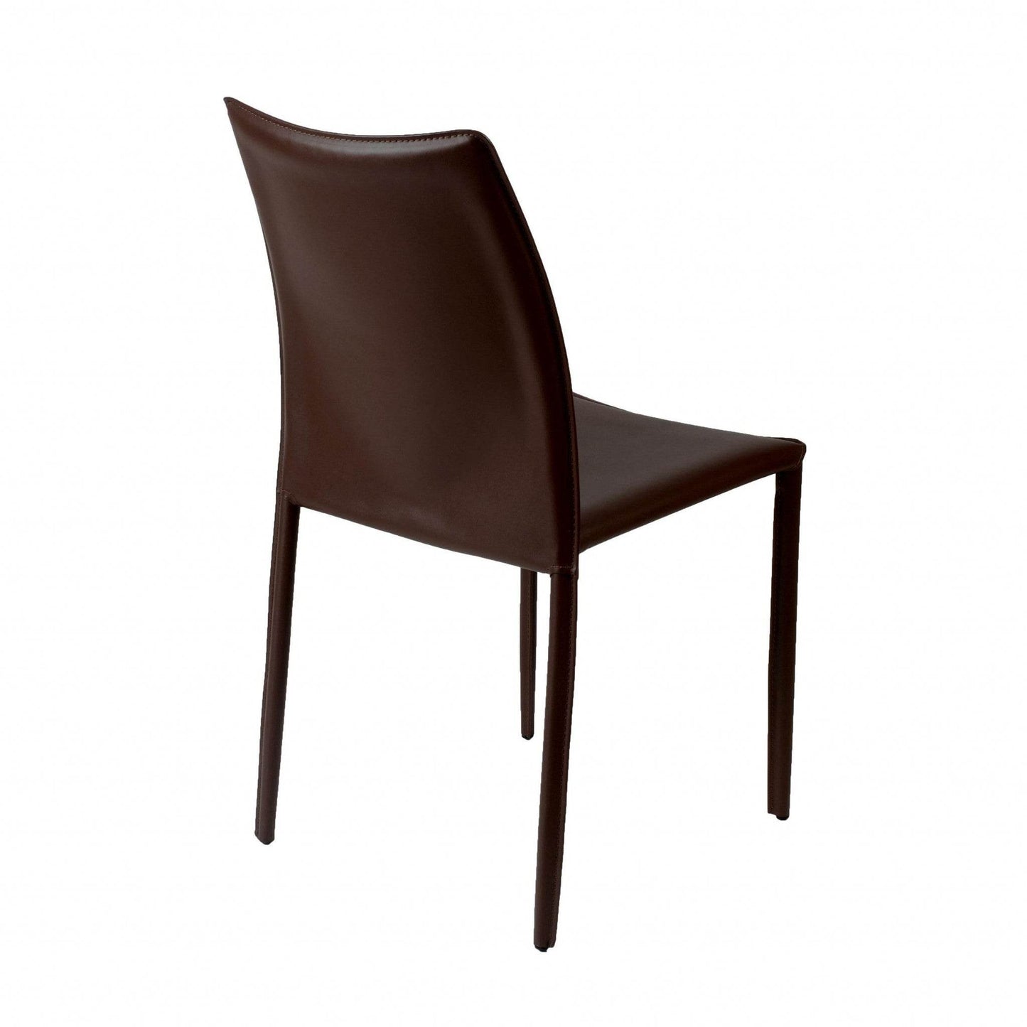 Set of Two Brown Upholstered Leather Dining Side Chairs - Loft&Timber