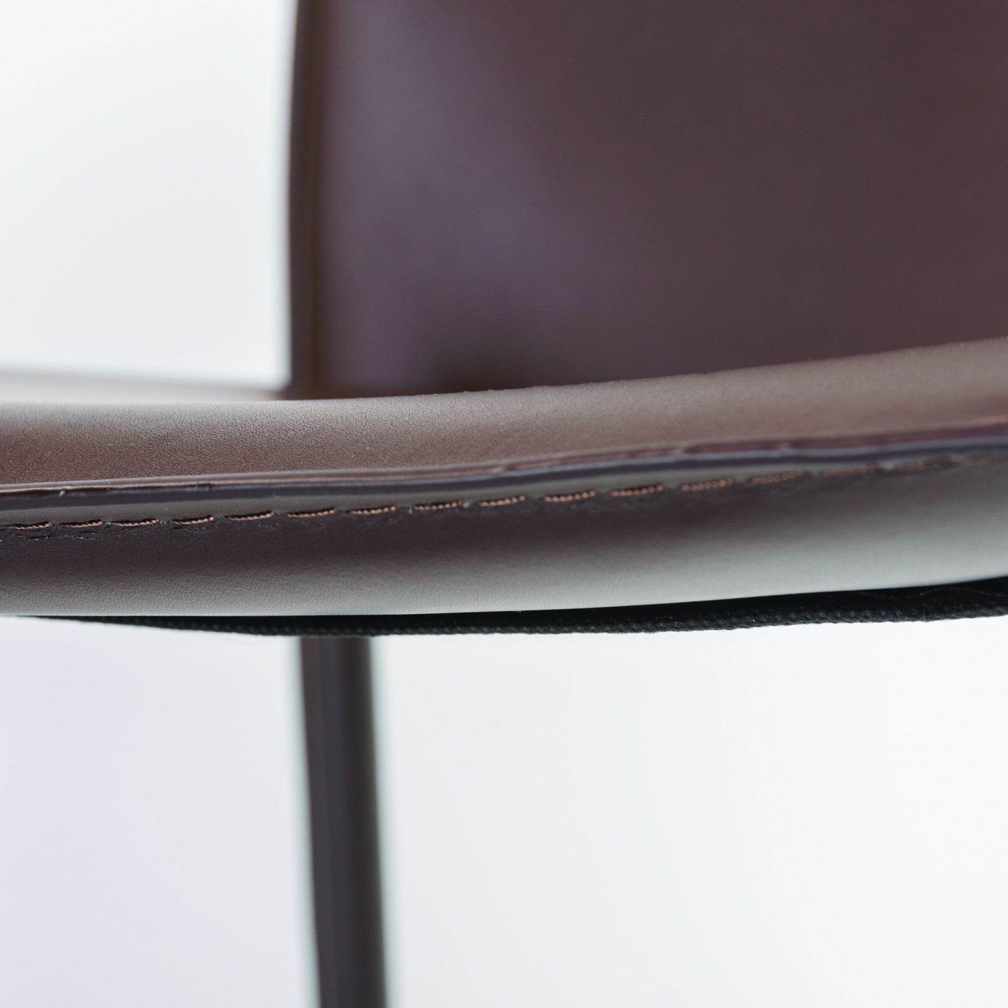 Set of Two Brown Upholstered Leather Dining Side Chairs - Loft&Timber