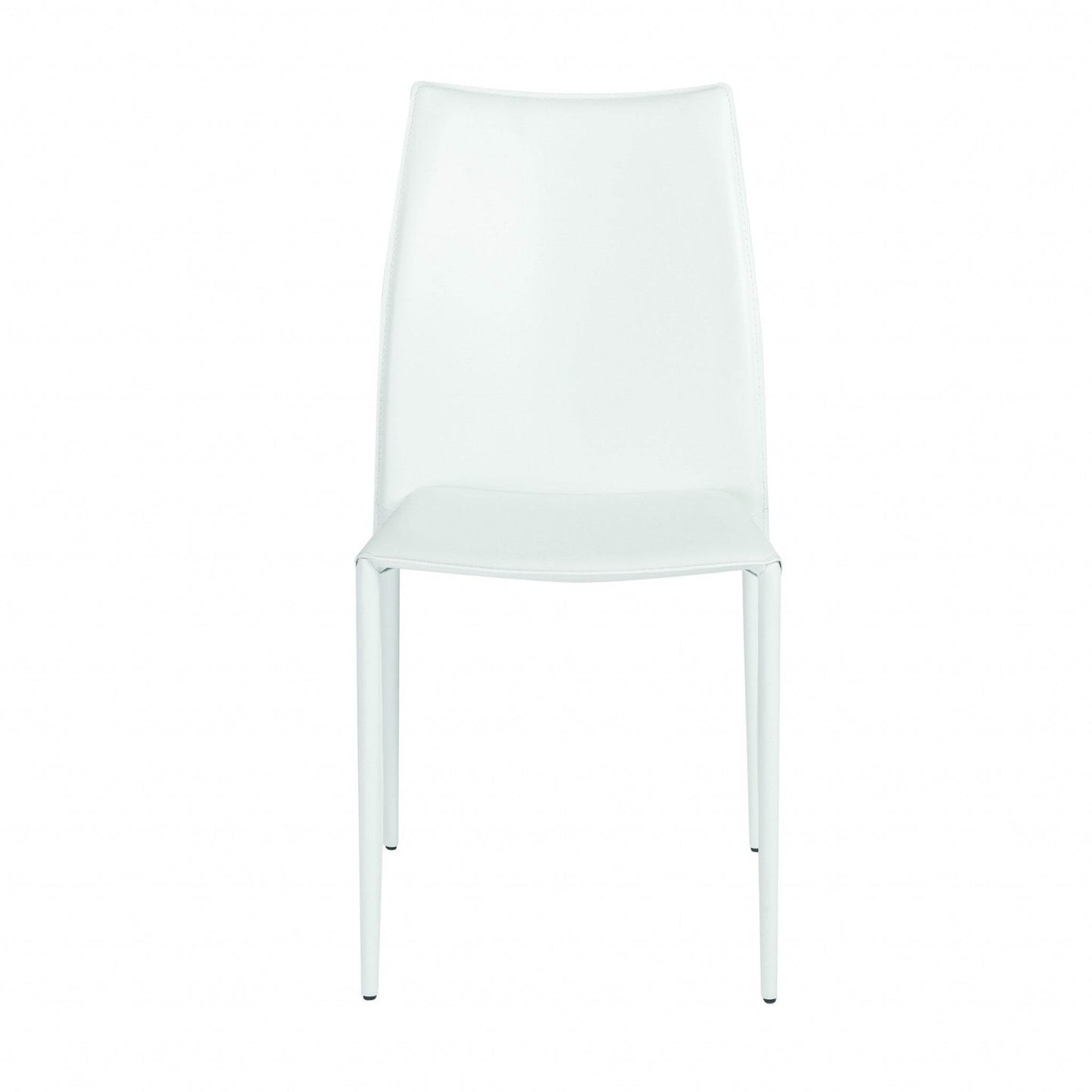 Set of Two White Upholstered Leather Dining Side Chairs - Loft&Timber