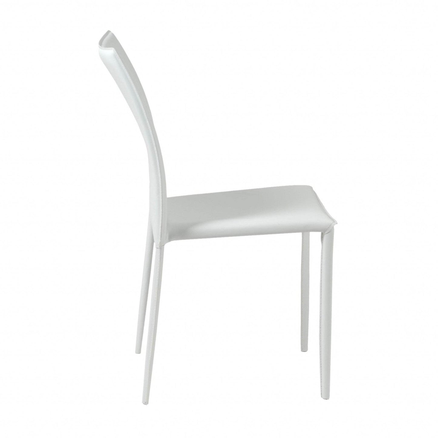 Set of Two White Upholstered Leather Dining Side Chairs - Loft&Timber