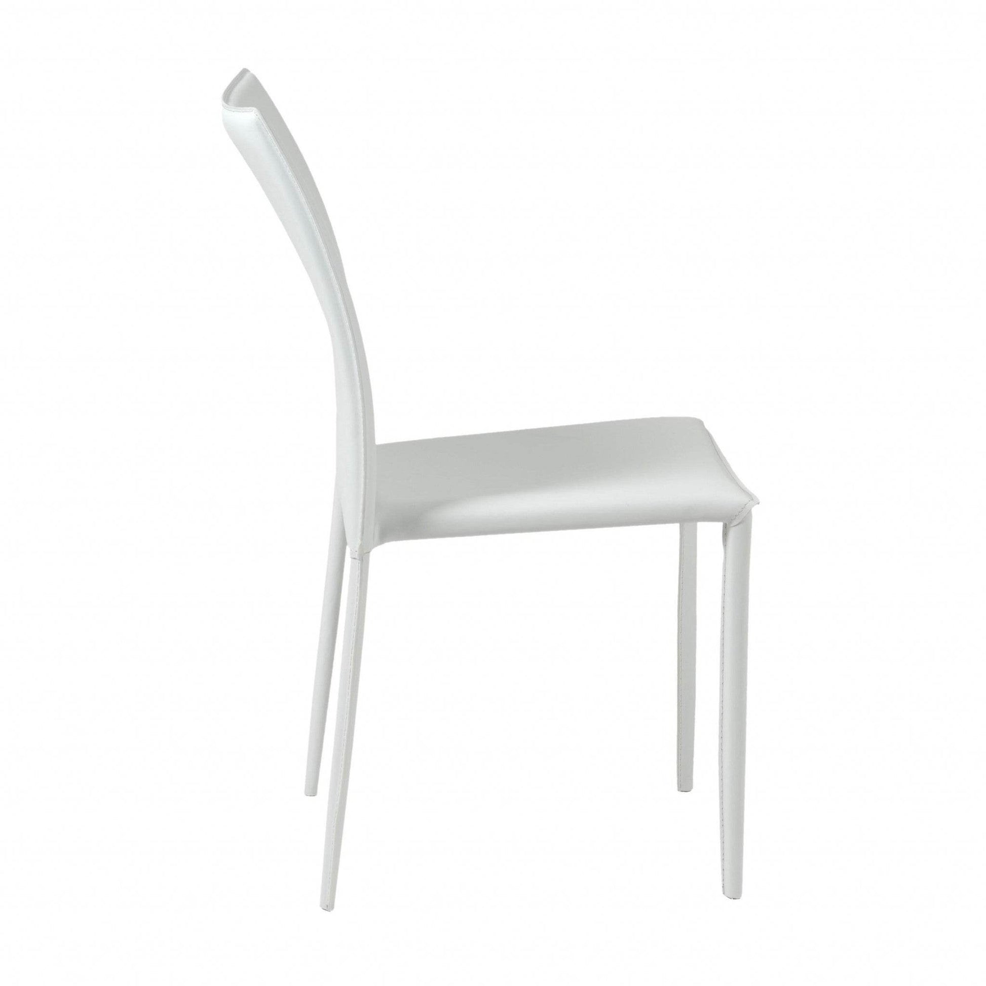Set of Two White Upholstered Leather Dining Side Chairs - Loft&Timber