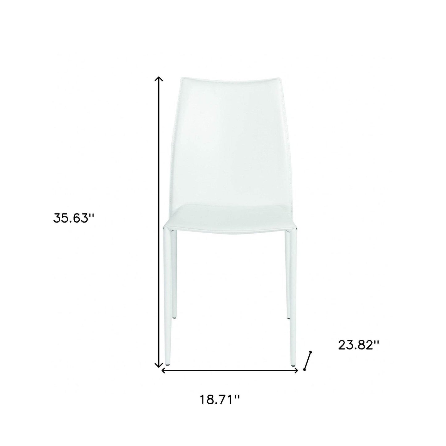 Set of Two White Upholstered Leather Dining Side Chairs - Loft&Timber