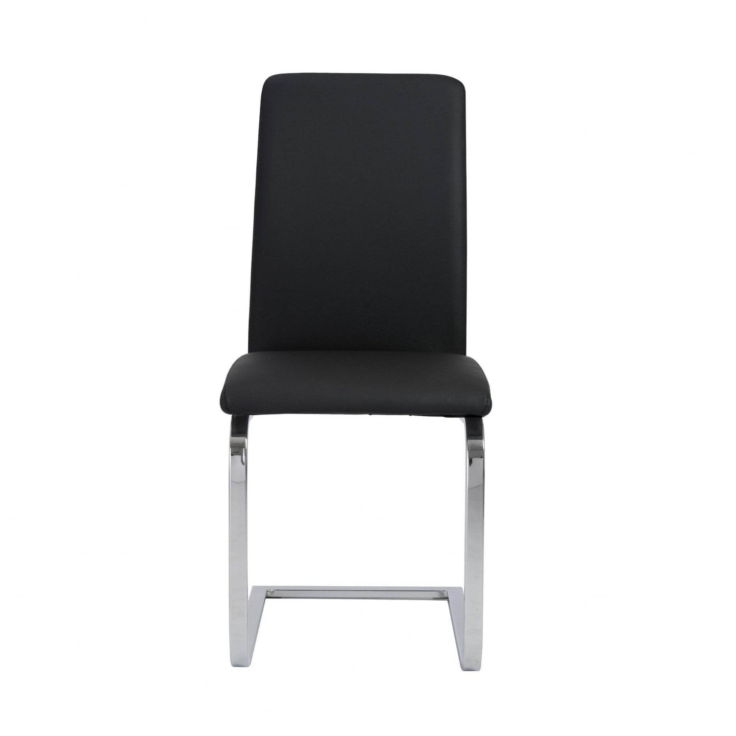 Set of Two Black and Silver Upholstered Leather Dining Side Chairs - Loft&Timber