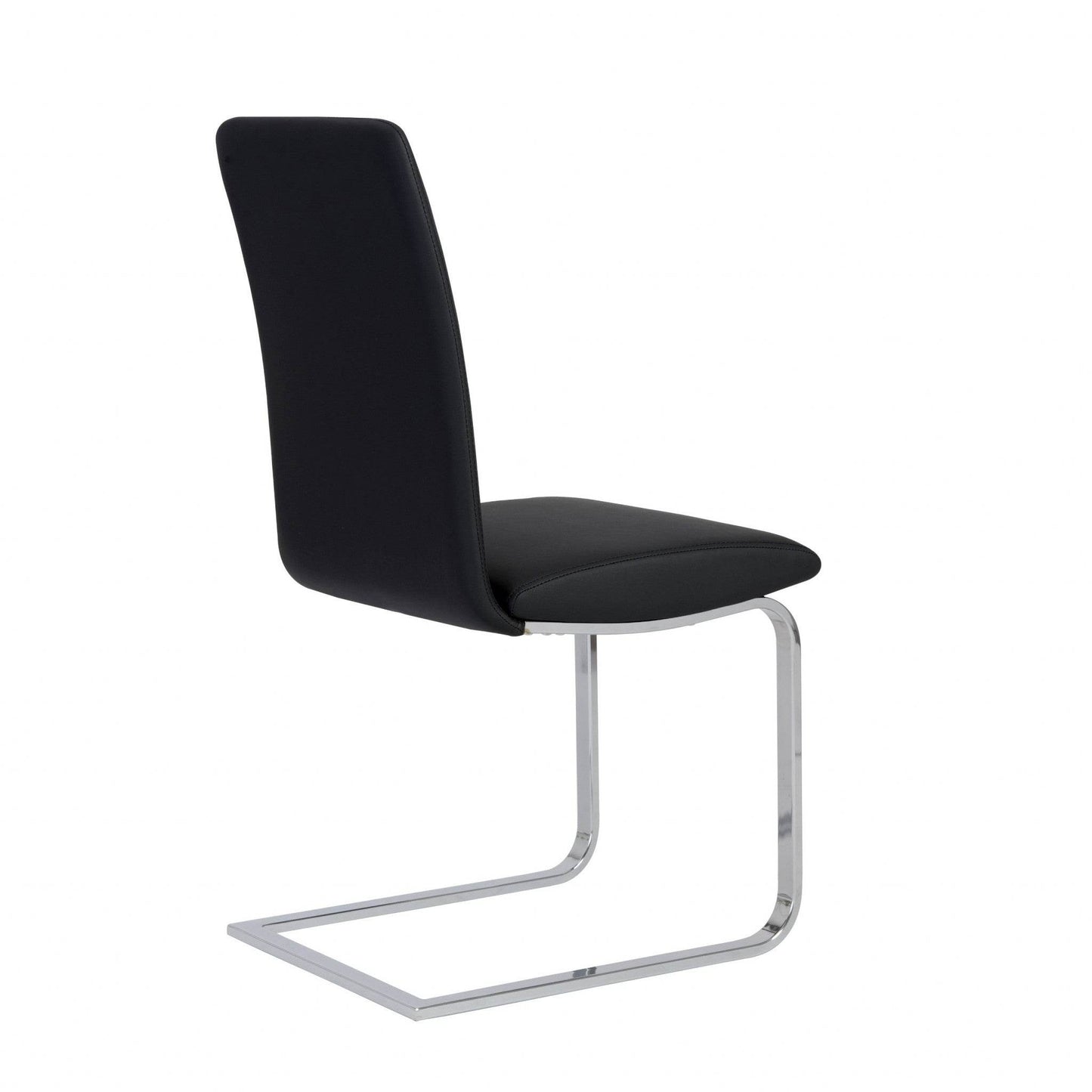 Set of Two Black and Silver Upholstered Leather Dining Side Chairs - Loft&Timber