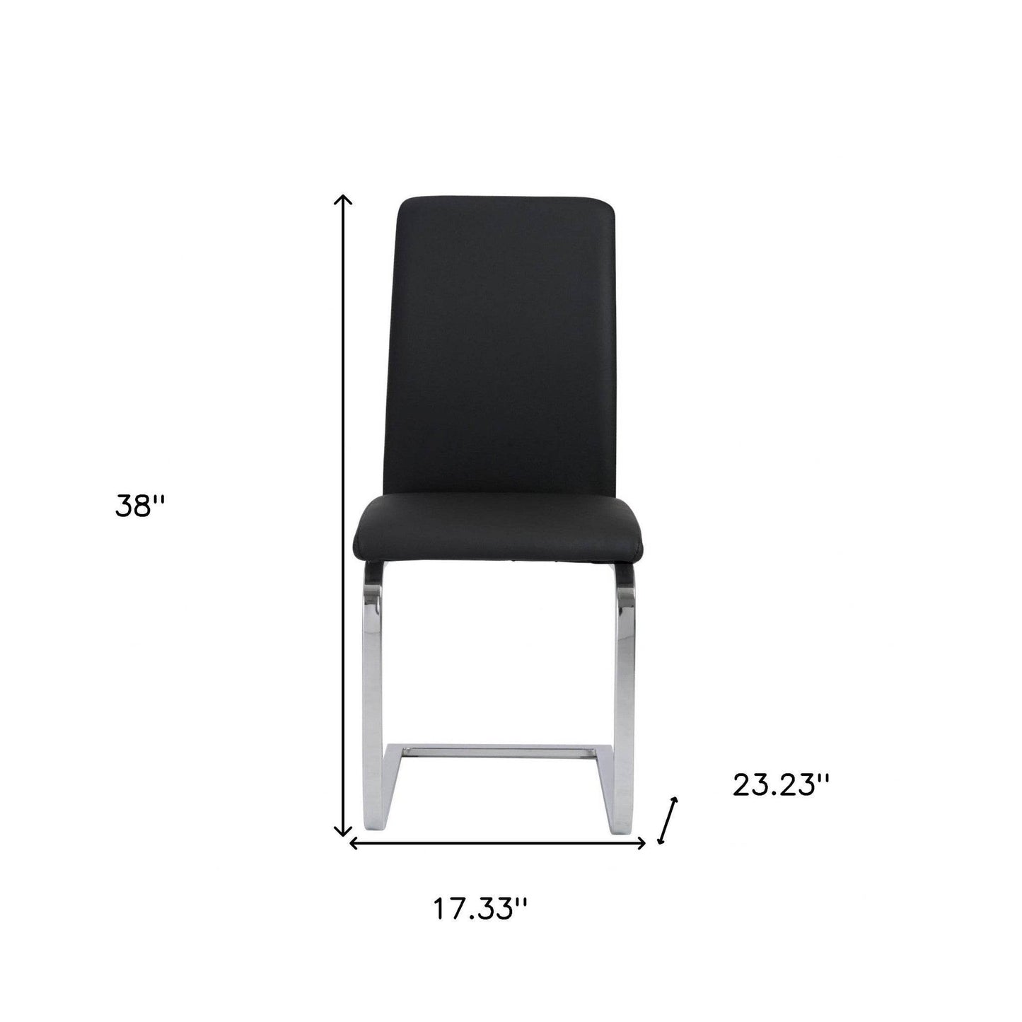 Set of Two Black and Silver Upholstered Leather Dining Side Chairs - Loft&Timber