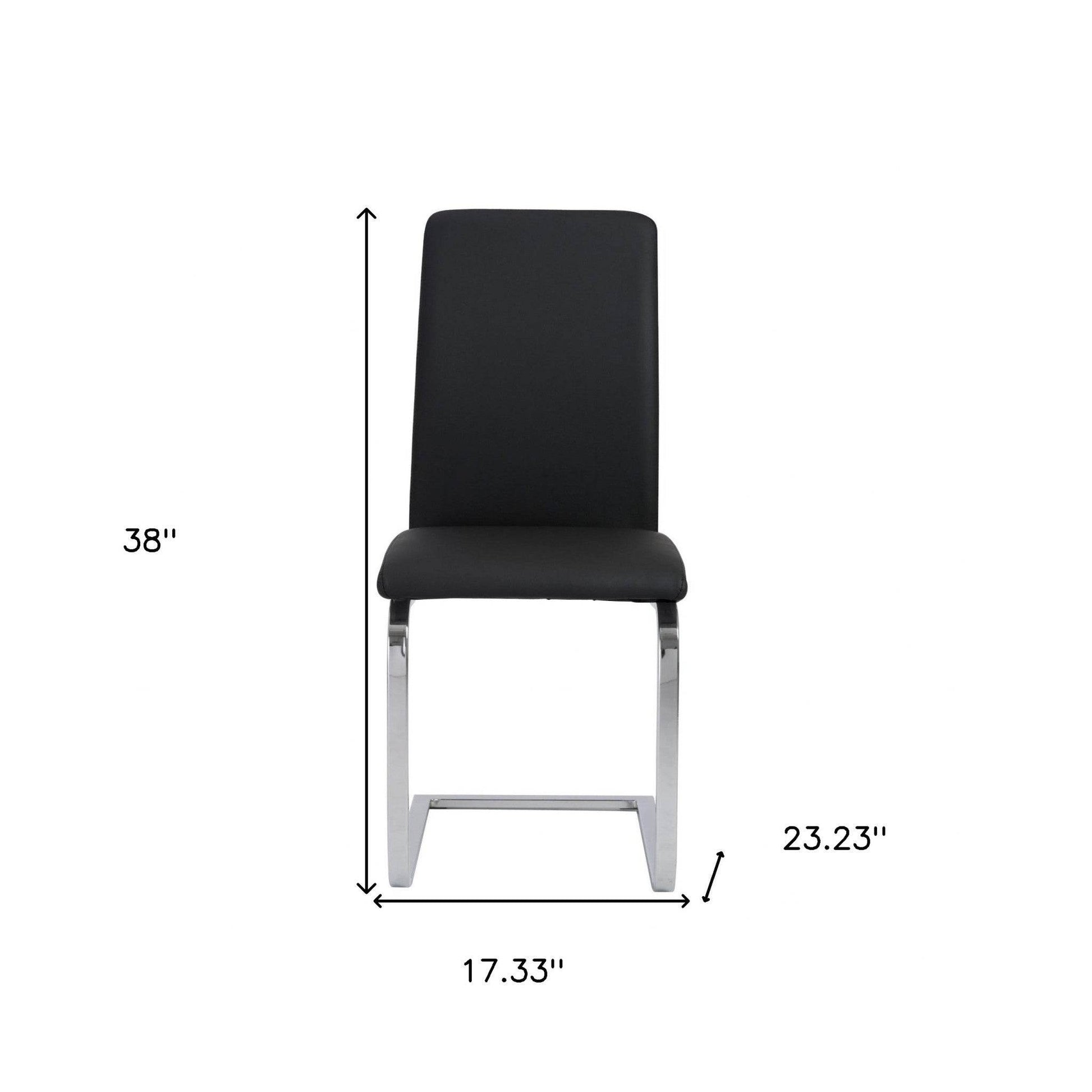 Set of Two Black and Silver Upholstered Leather Dining Side Chairs - Loft&Timber